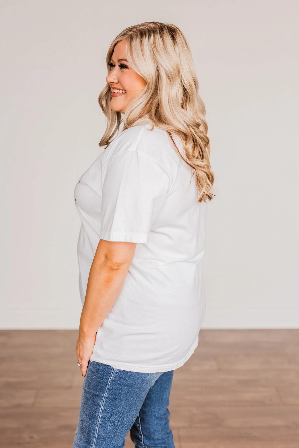 "Merry Mama" Shimmery Graphic Tee- Ivory - Image 10