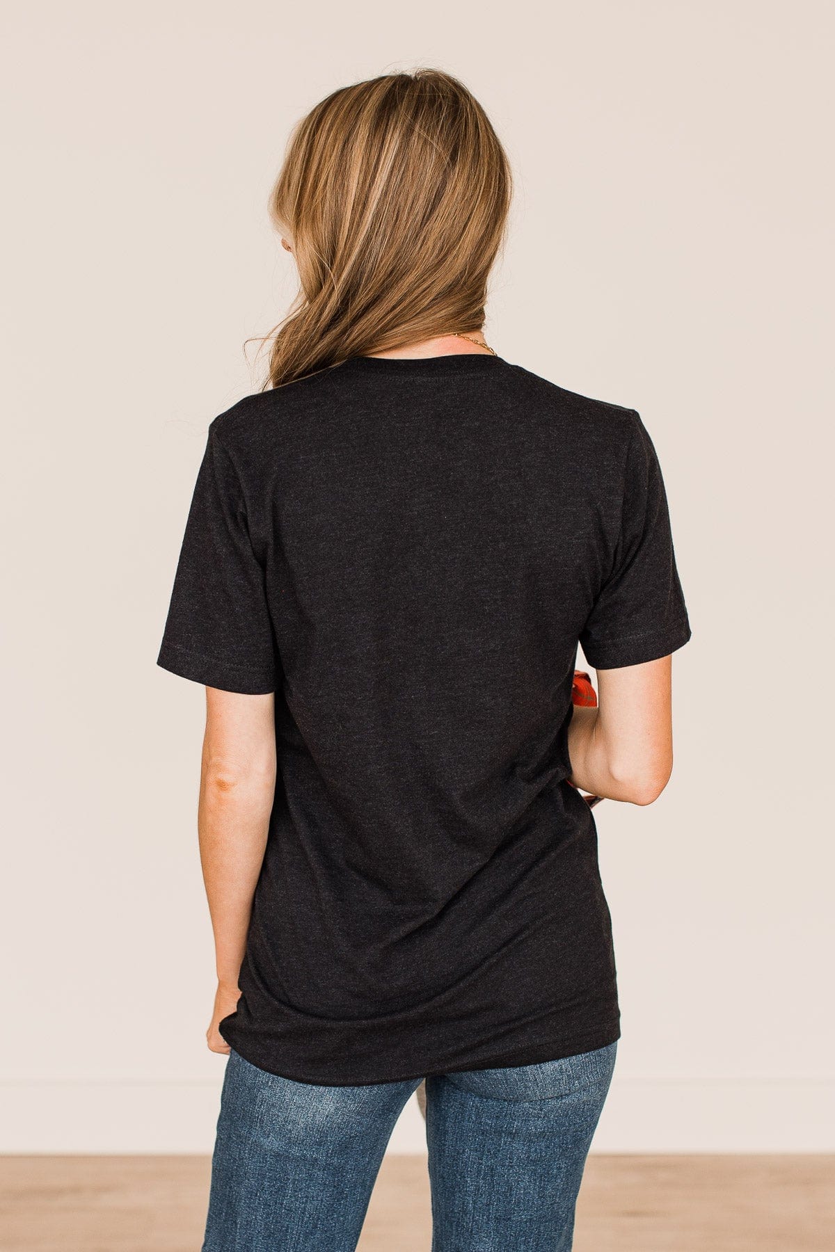 "Merry, Merry, Merry Christmas" Graphic Tee- Black - Image 4