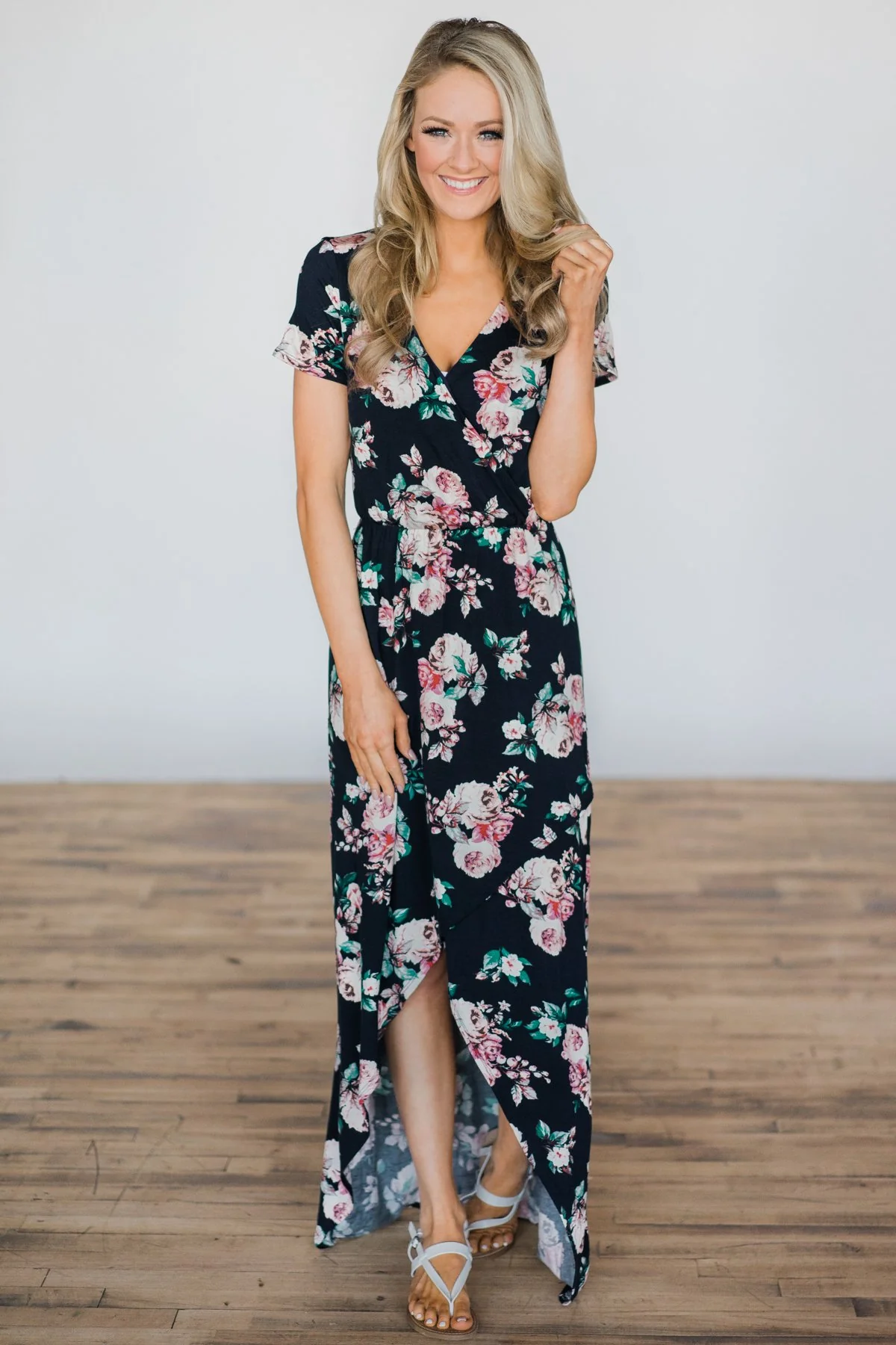 Mesmerizing Floral Dress- Navy - Image 2