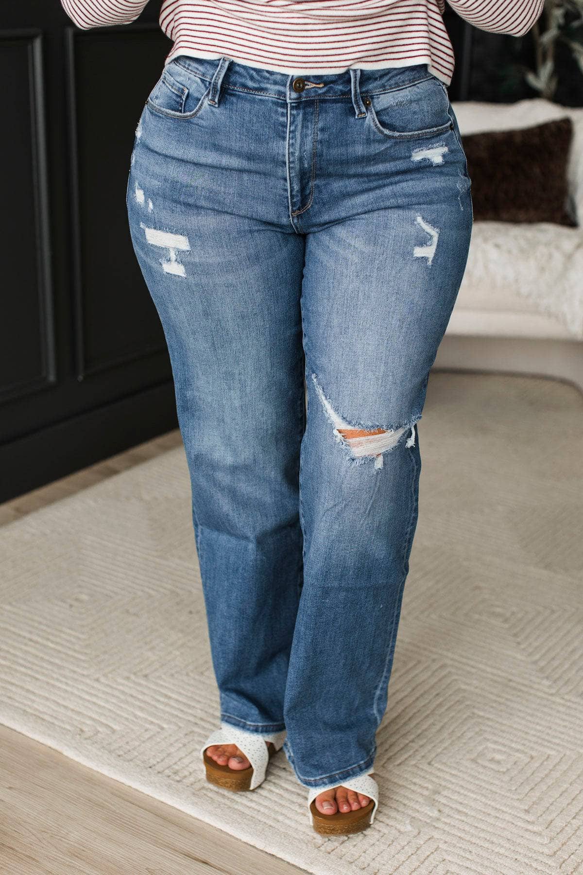 Mica Denim Straight Leg Jeans- Ava Wash - Image 2
