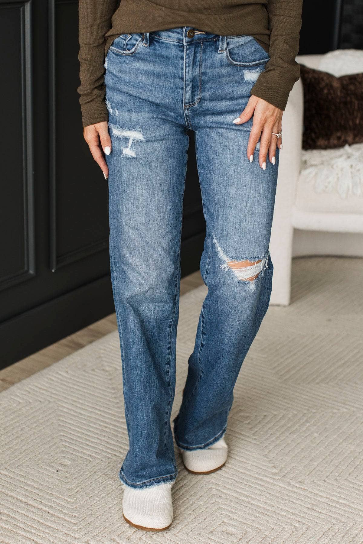 Mica Denim Straight Leg Jeans- Ava Wash - Image 3