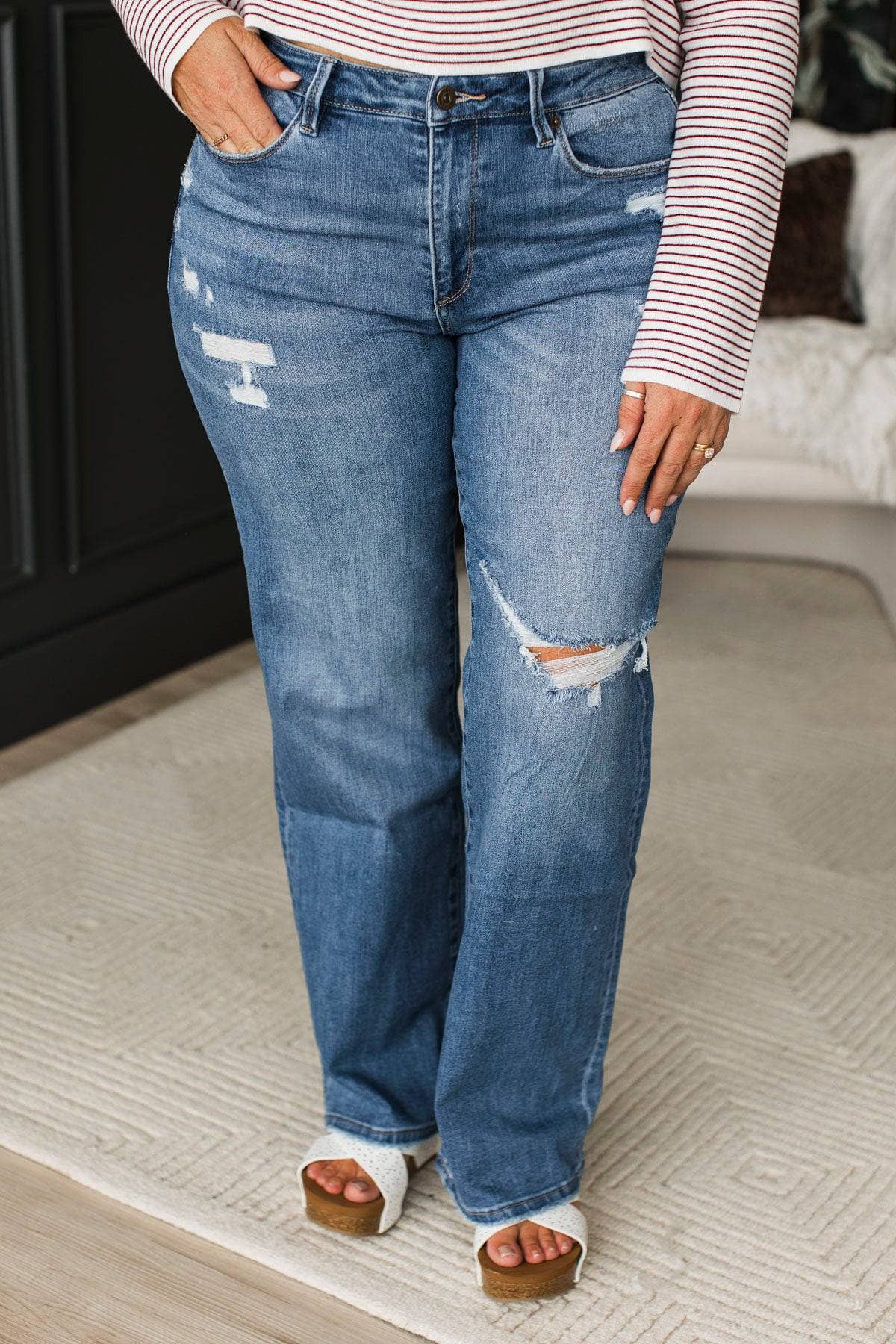Mica Denim Straight Leg Jeans- Ava Wash - Image 4