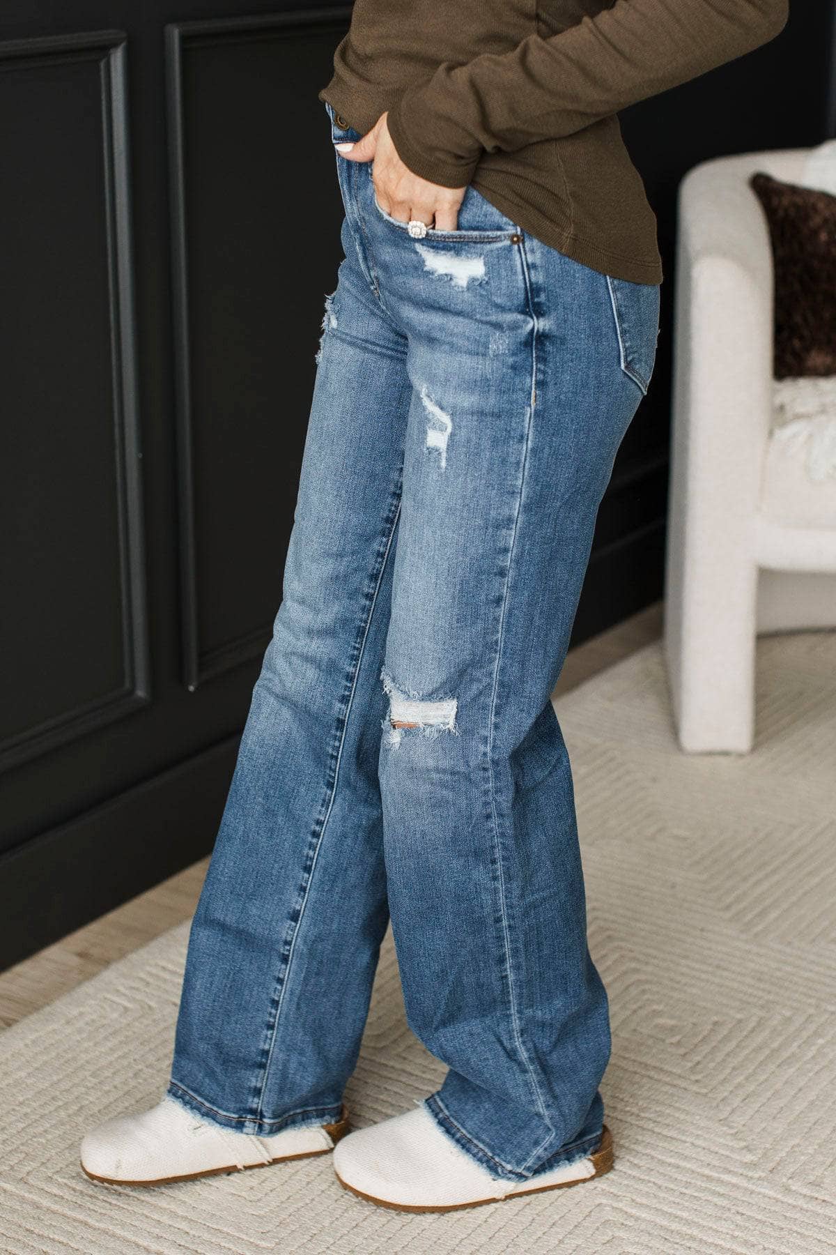 Mica Denim Straight Leg Jeans- Ava Wash - Image 5