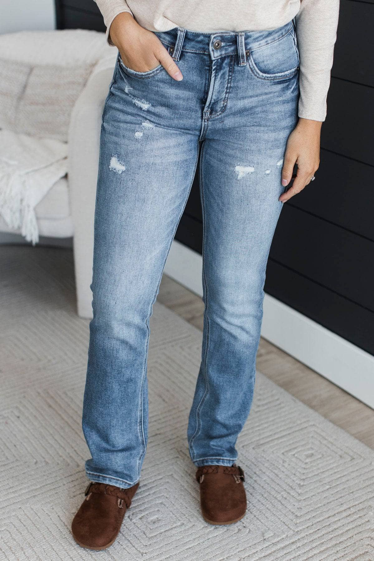 Mica Denim Straight Leg Jeans- Jasmine Wash - Image 2
