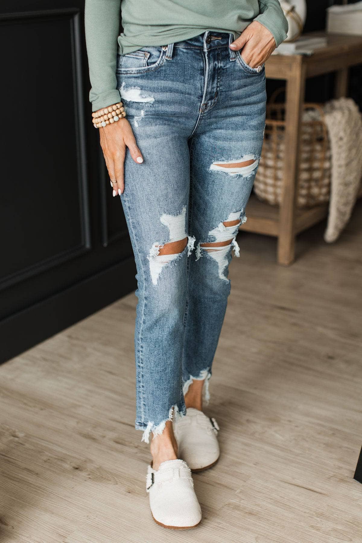 Mica Denim Straight Leg Jeans- Odelia Wash - Image 3