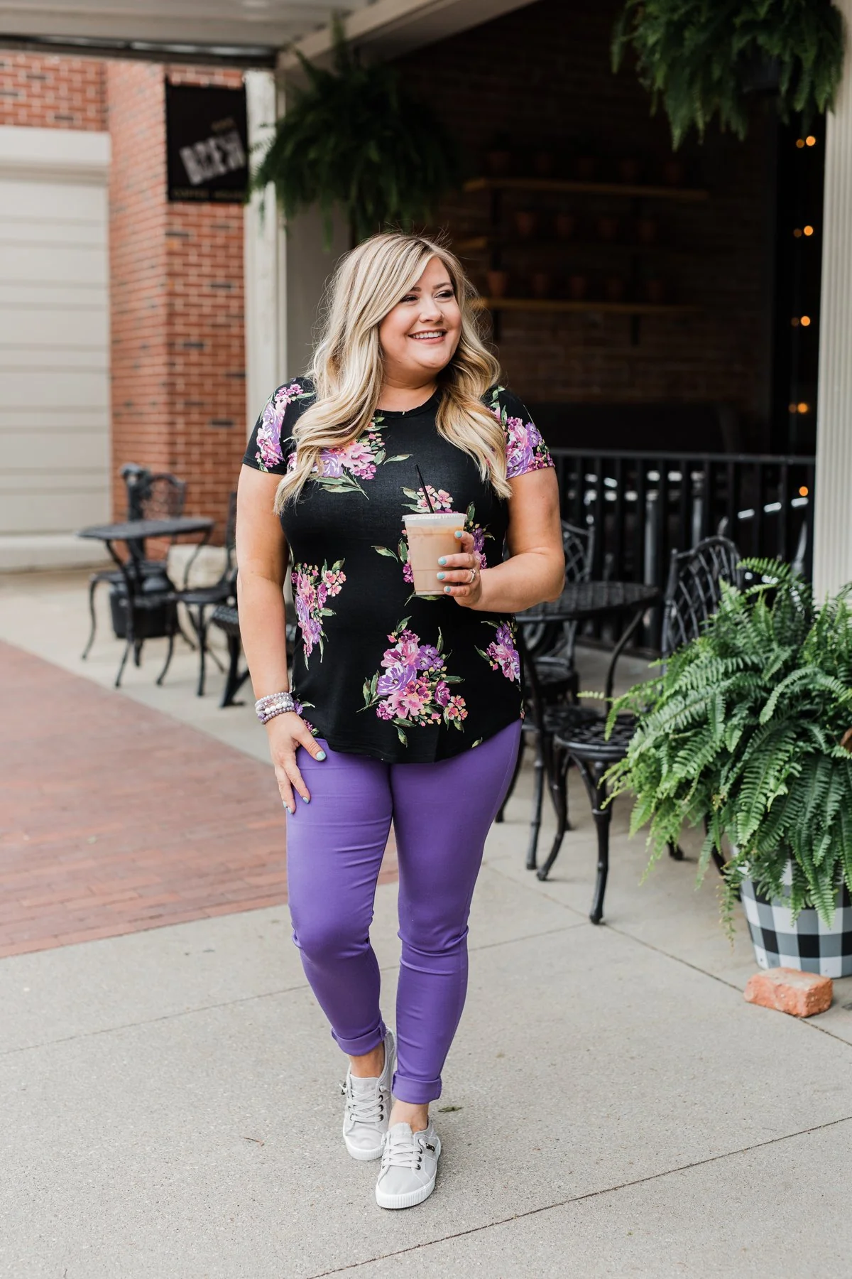 Midnight Blossoms Short Sleeve Floral Top- Black - Image 13