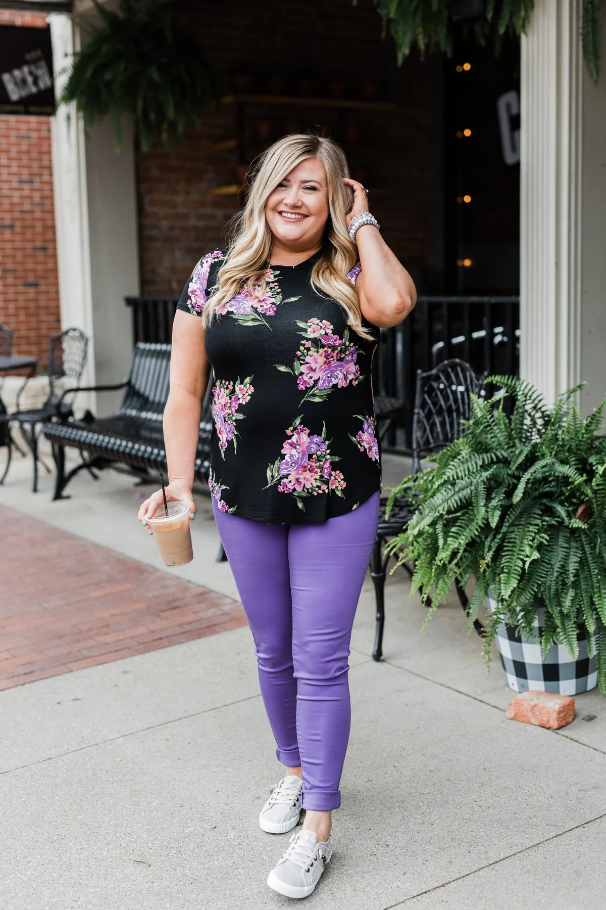 Midnight Blossoms Short Sleeve Floral Top- Black - Image 14
