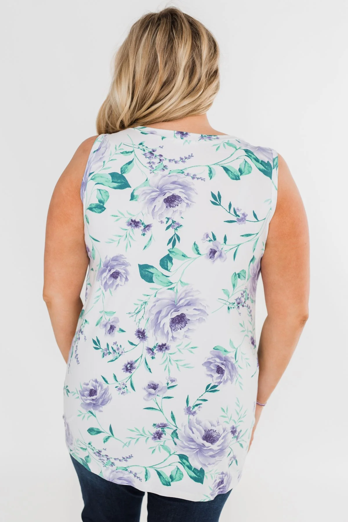 Midnight Expressions Floral Knot Tank Top - Ivory - Image 17
