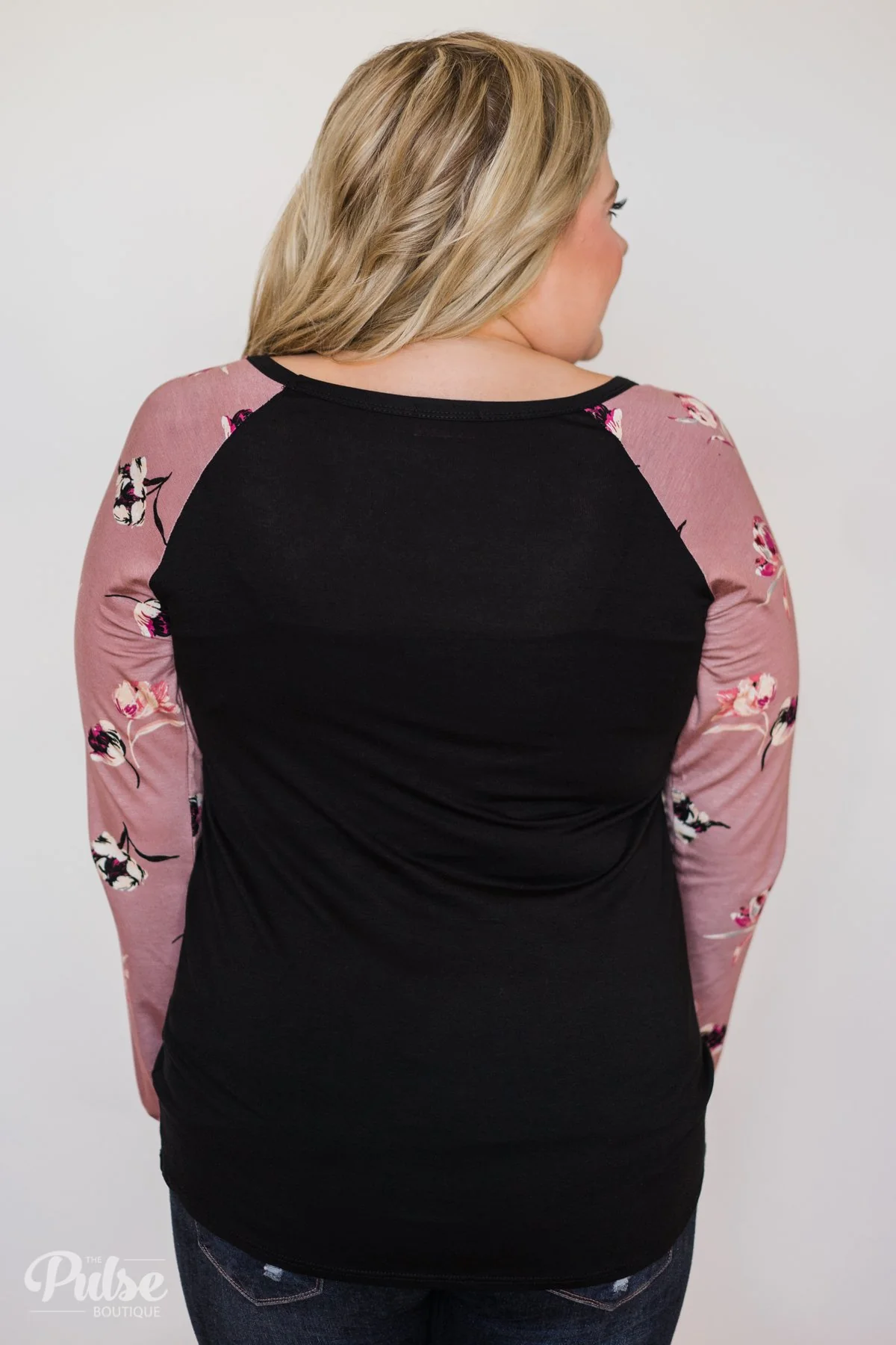 Midnight Wishes Long Sleeve Floral Top- Black & Mauve - Image 11