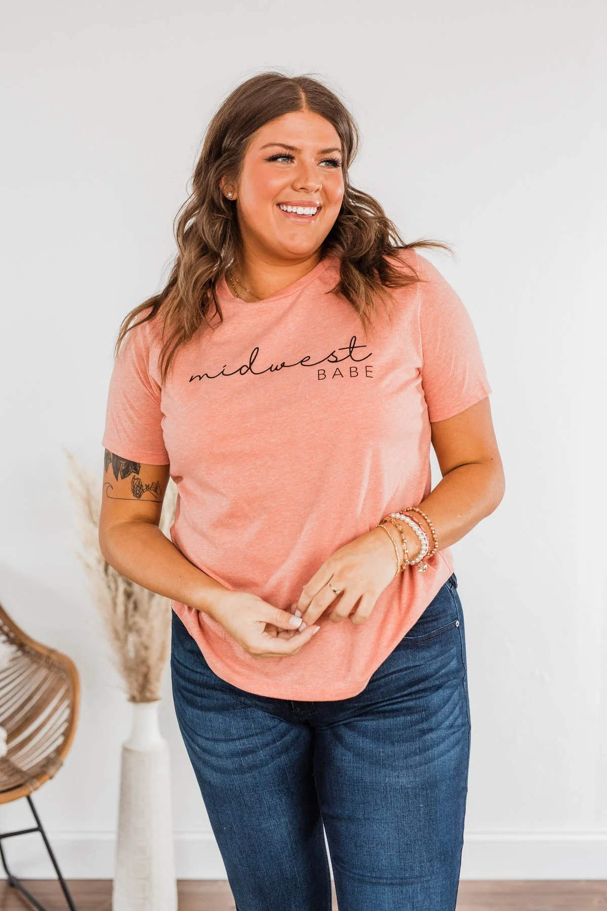"Midwest Babe" Graphic Tee- Coral - Image 4