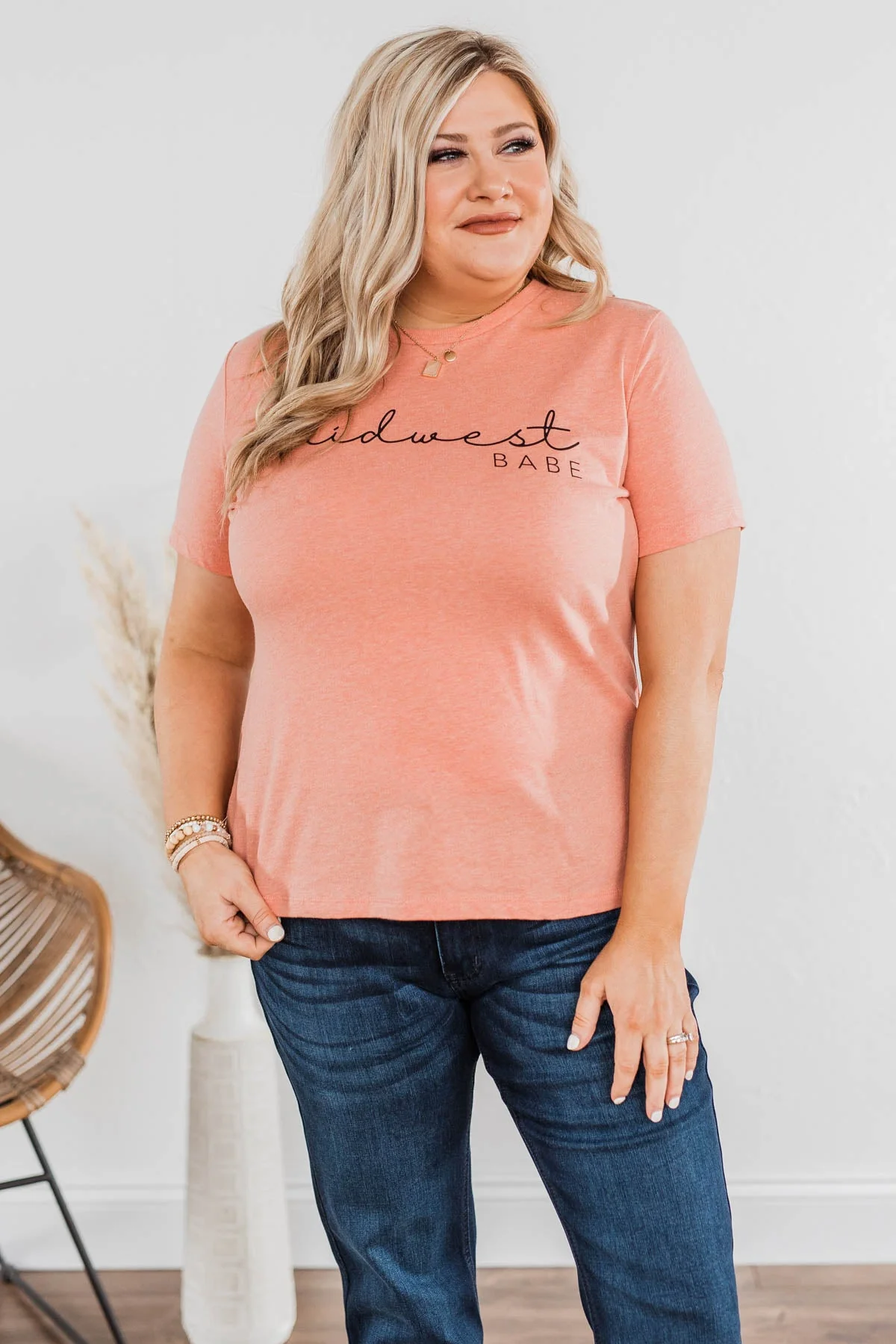 "Midwest Babe" Graphic Tee- Coral - Image 5