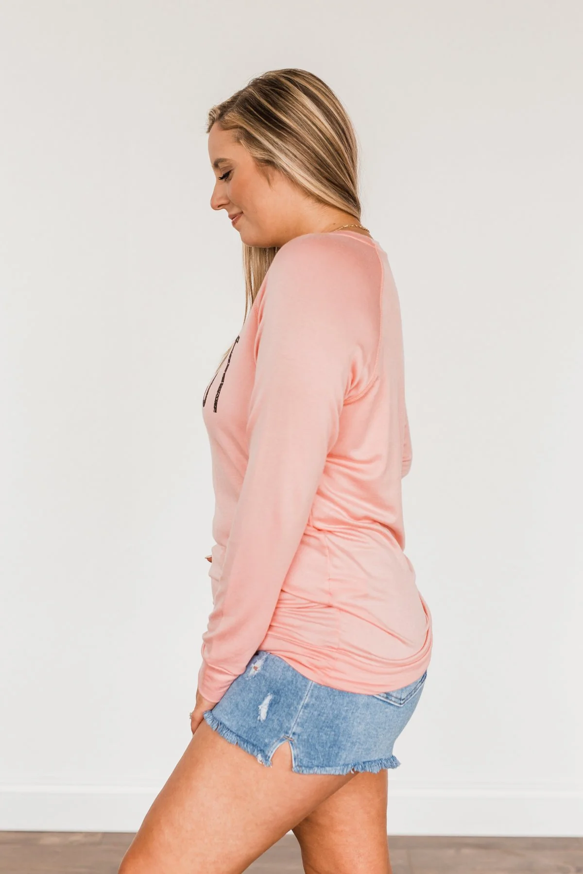 "Midwest" Long Sleeve Graphic Top- Light Pink - Image 13