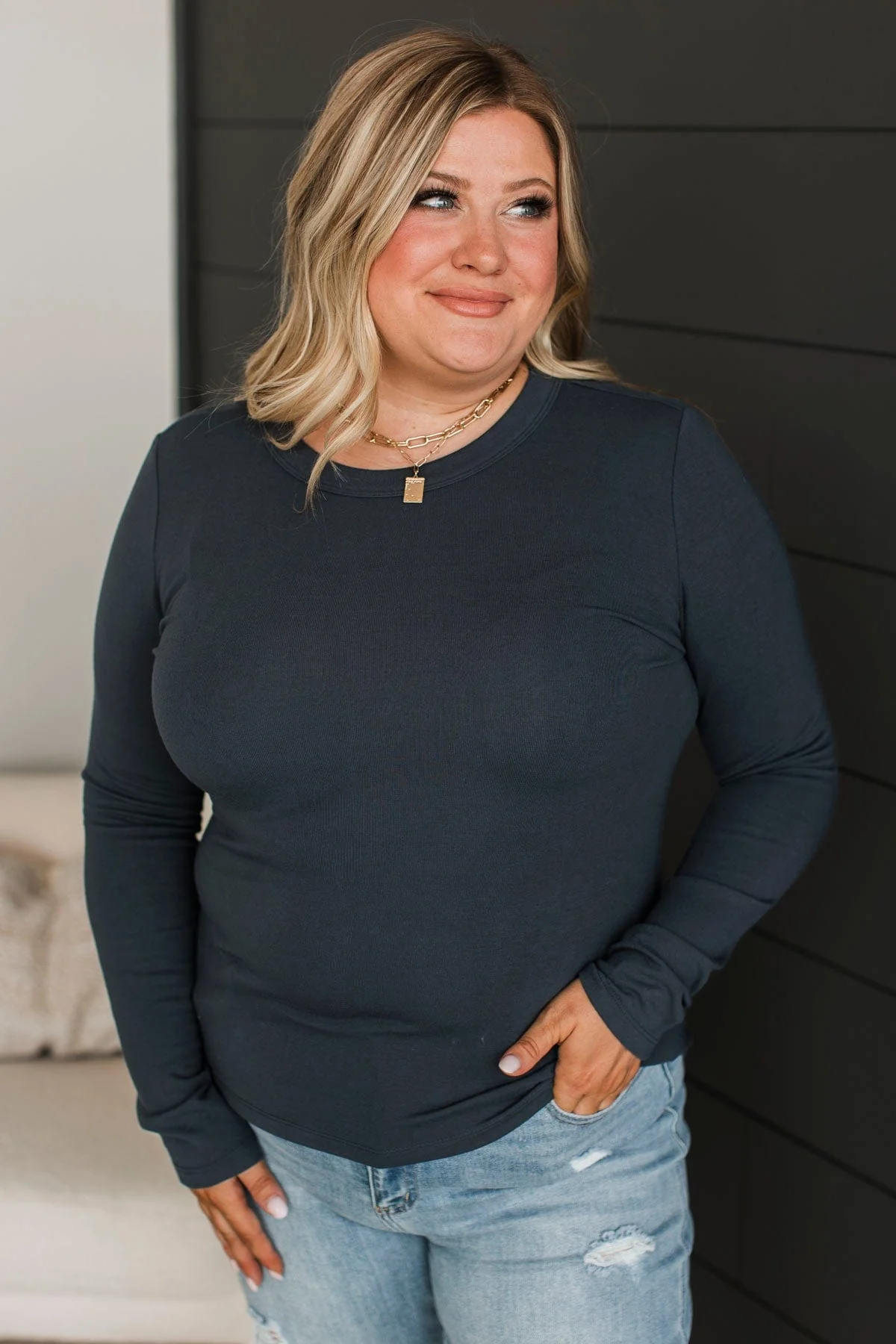 Miles Between Us Long Sleeve Top- Eclipse Blue