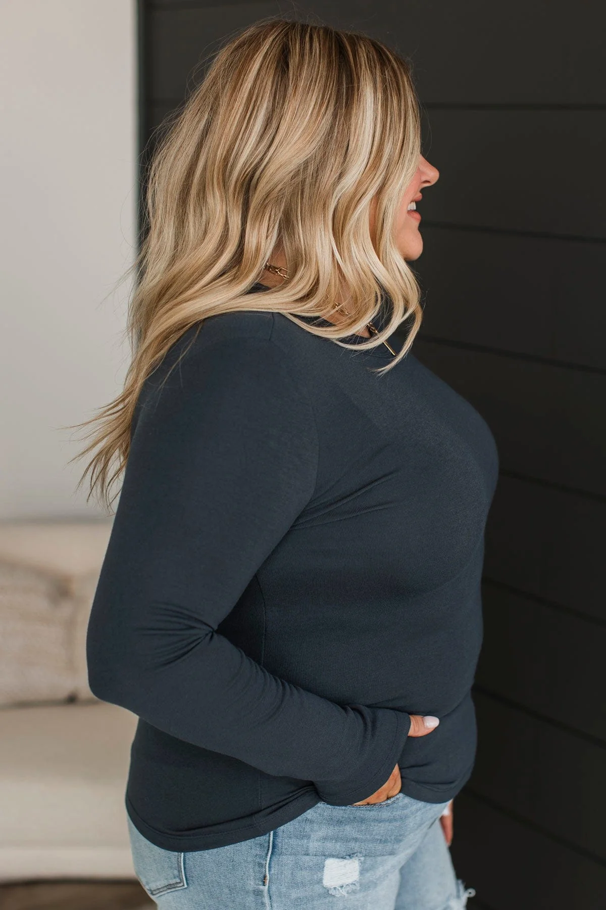 Miles Between Us Long Sleeve Top- Eclipse Blue - Image 4
