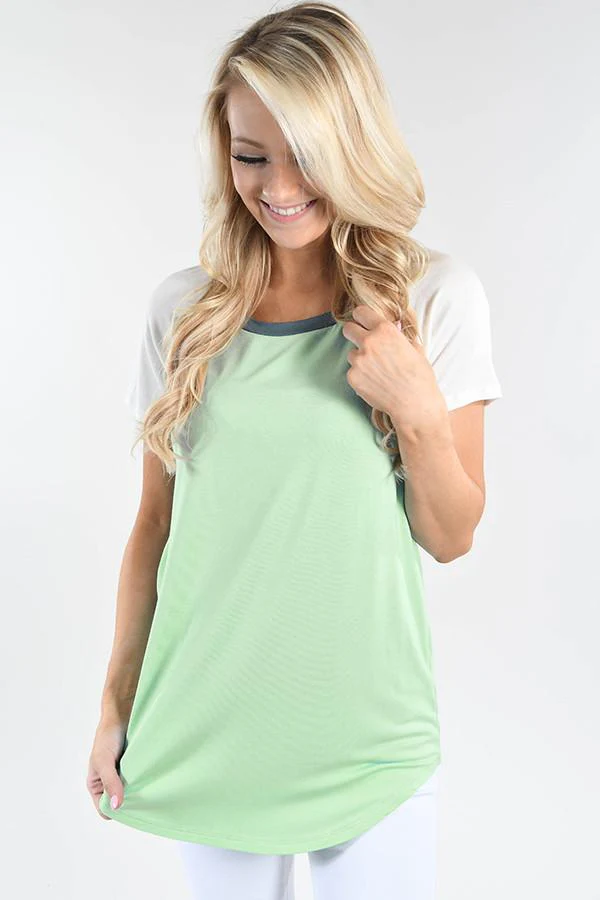Mint and Grey Collar Top - Image 2