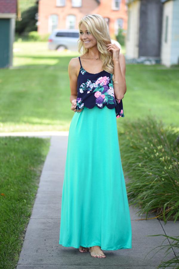 Mint Floral Maxi Dress - Image 2
