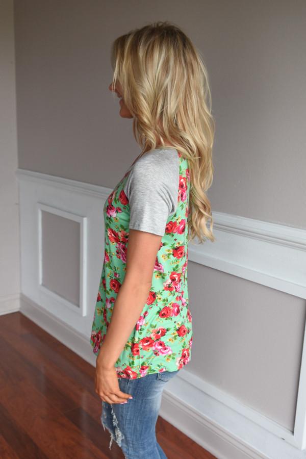 Mint Floral Top - Image 5
