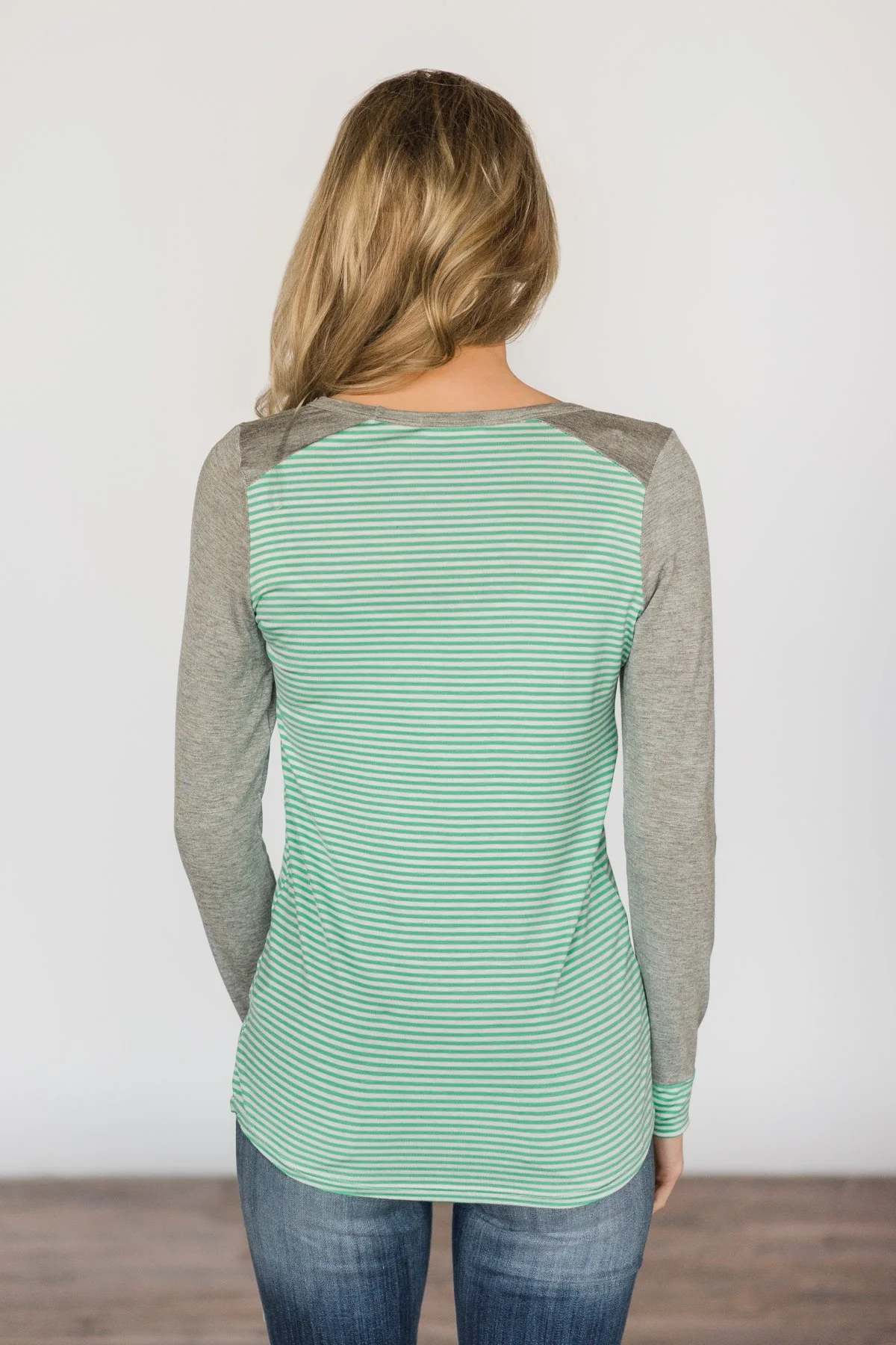 Mint & Grey Striped Top - Image 5