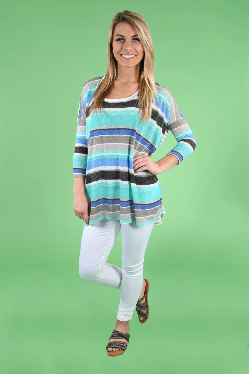 Mint & Navy Striped Top - Image 2