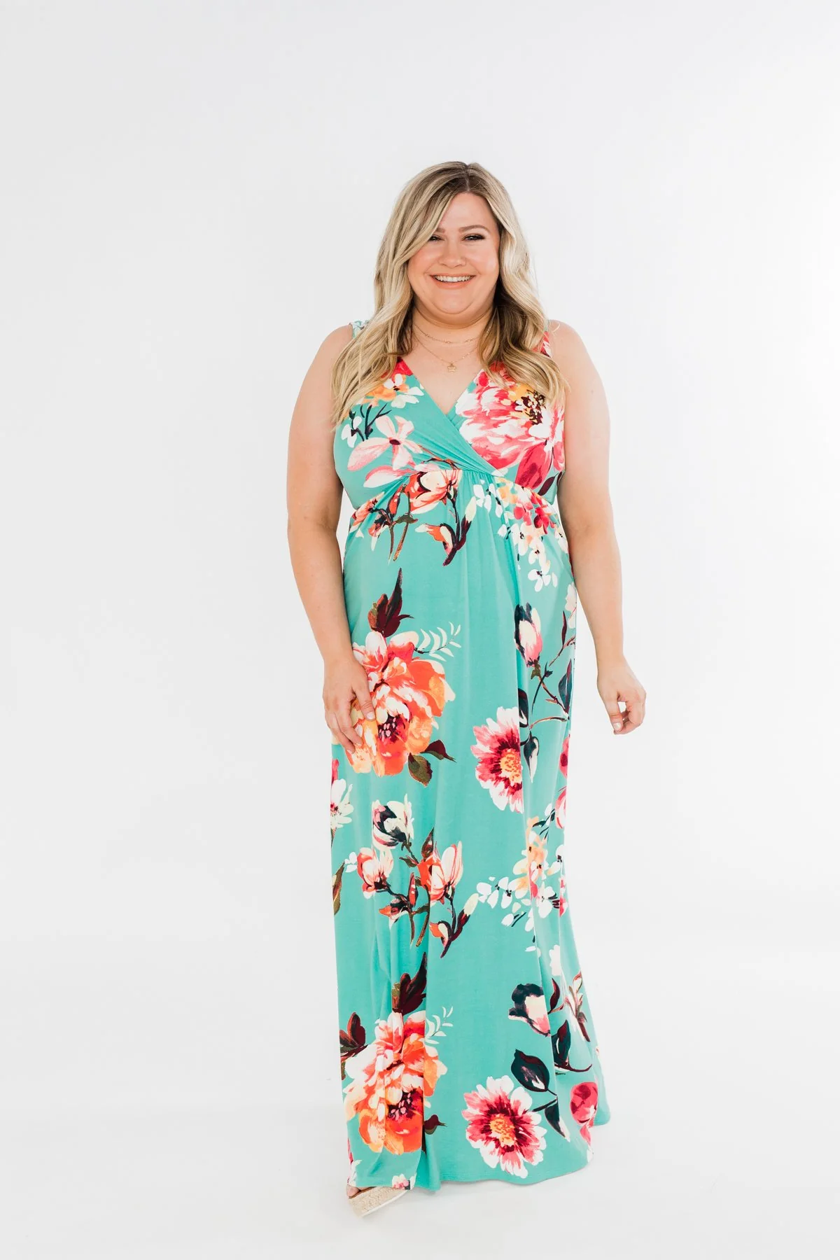 Miracle Of You Floral Maxi Dress- Mint - Image 2
