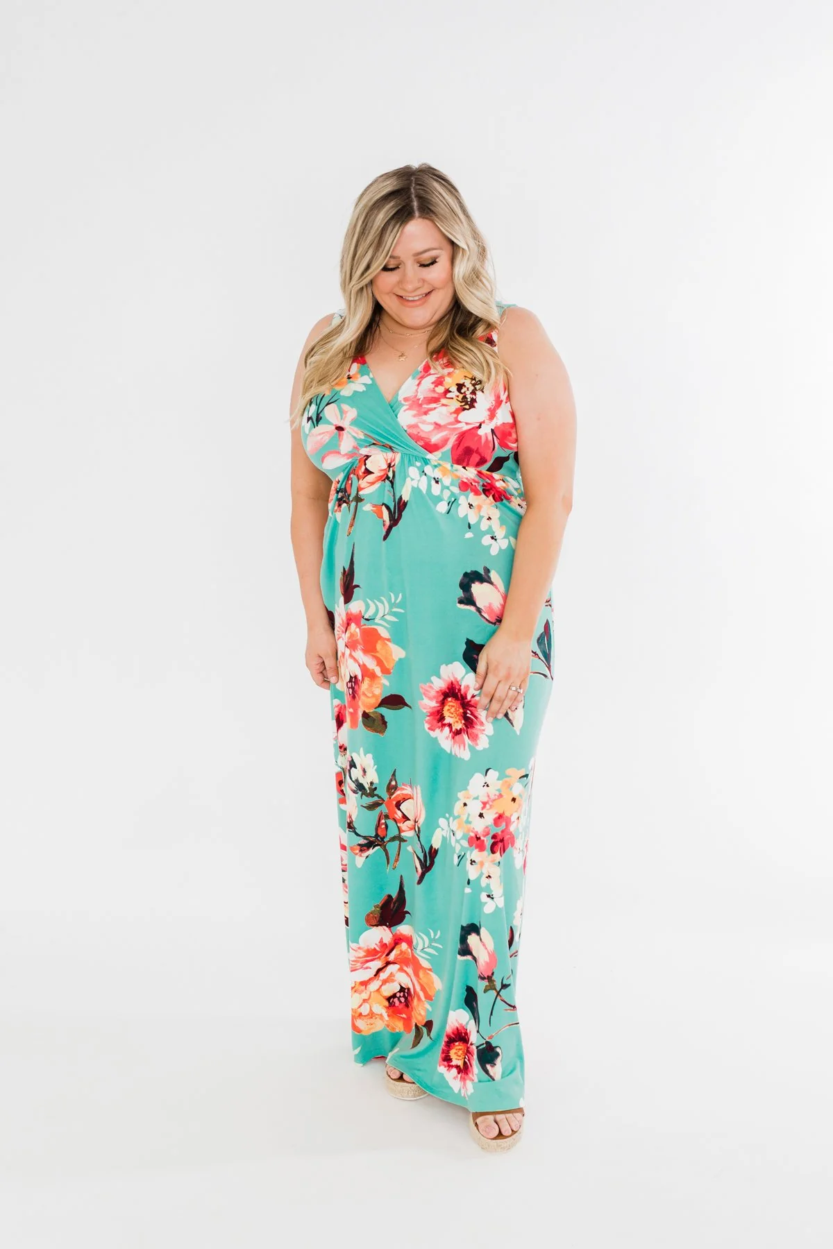 Miracle Of You Floral Maxi Dress- Mint - Image 4