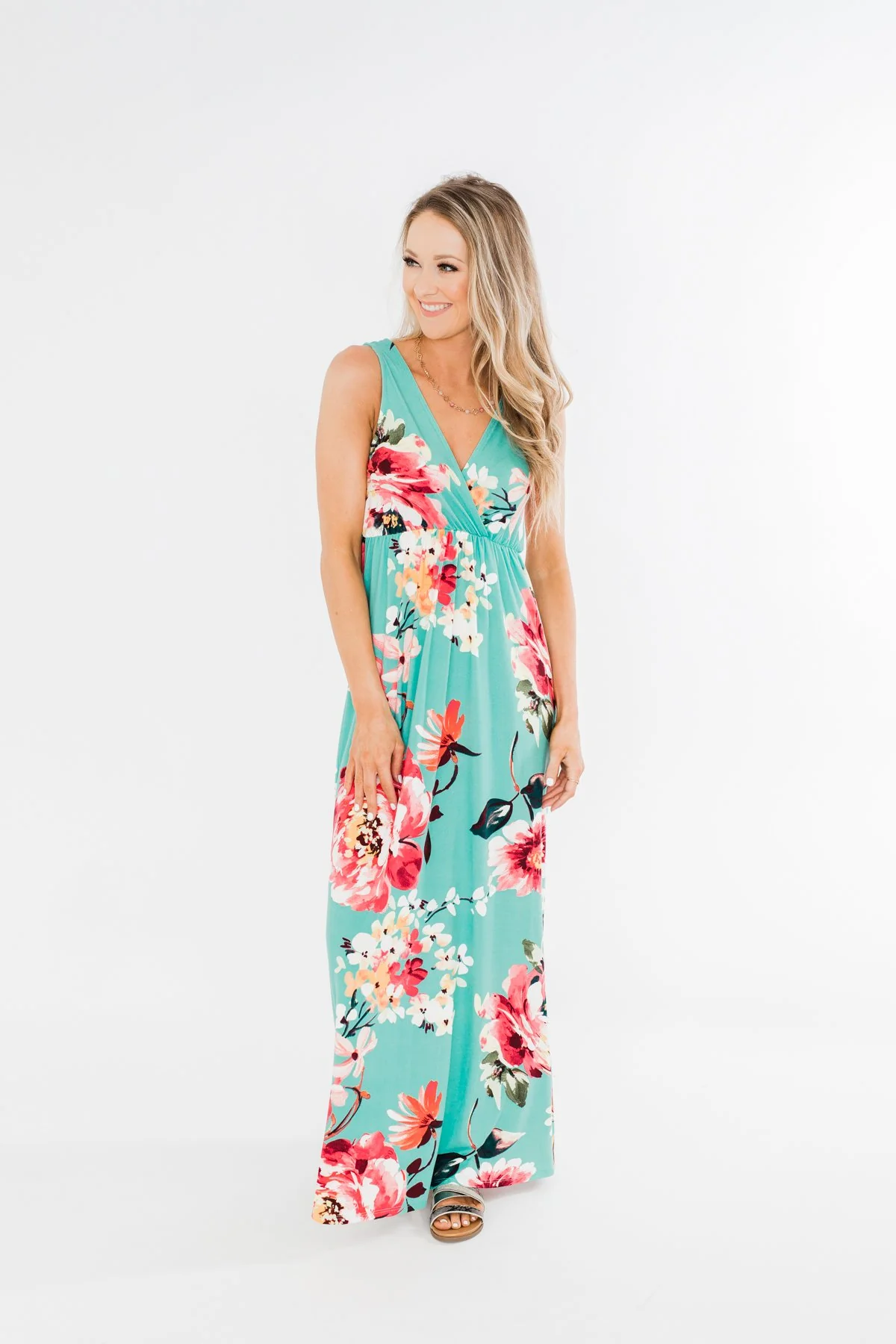 Miracle Of You Floral Maxi Dress- Mint - Image 7