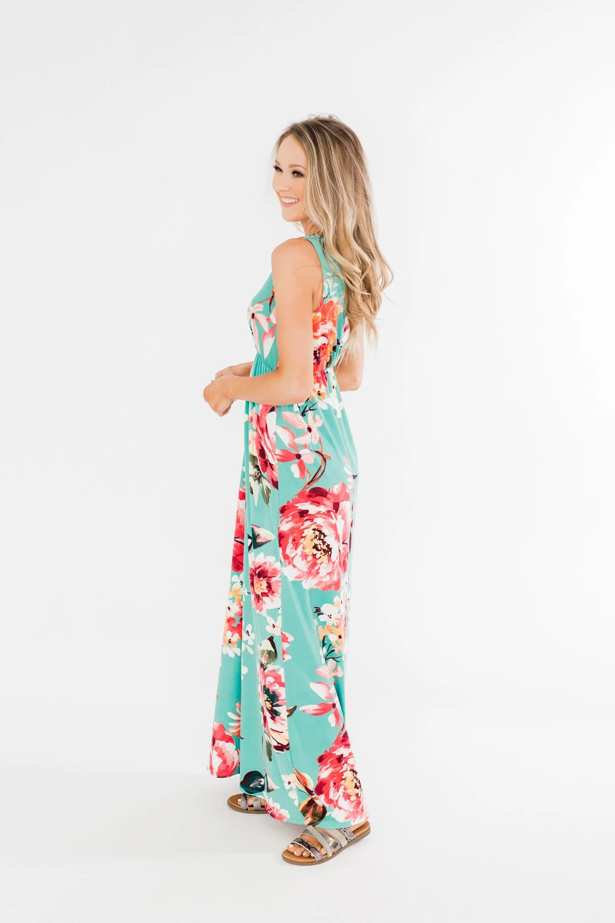 Miracle Of You Floral Maxi Dress- Mint - Image 9