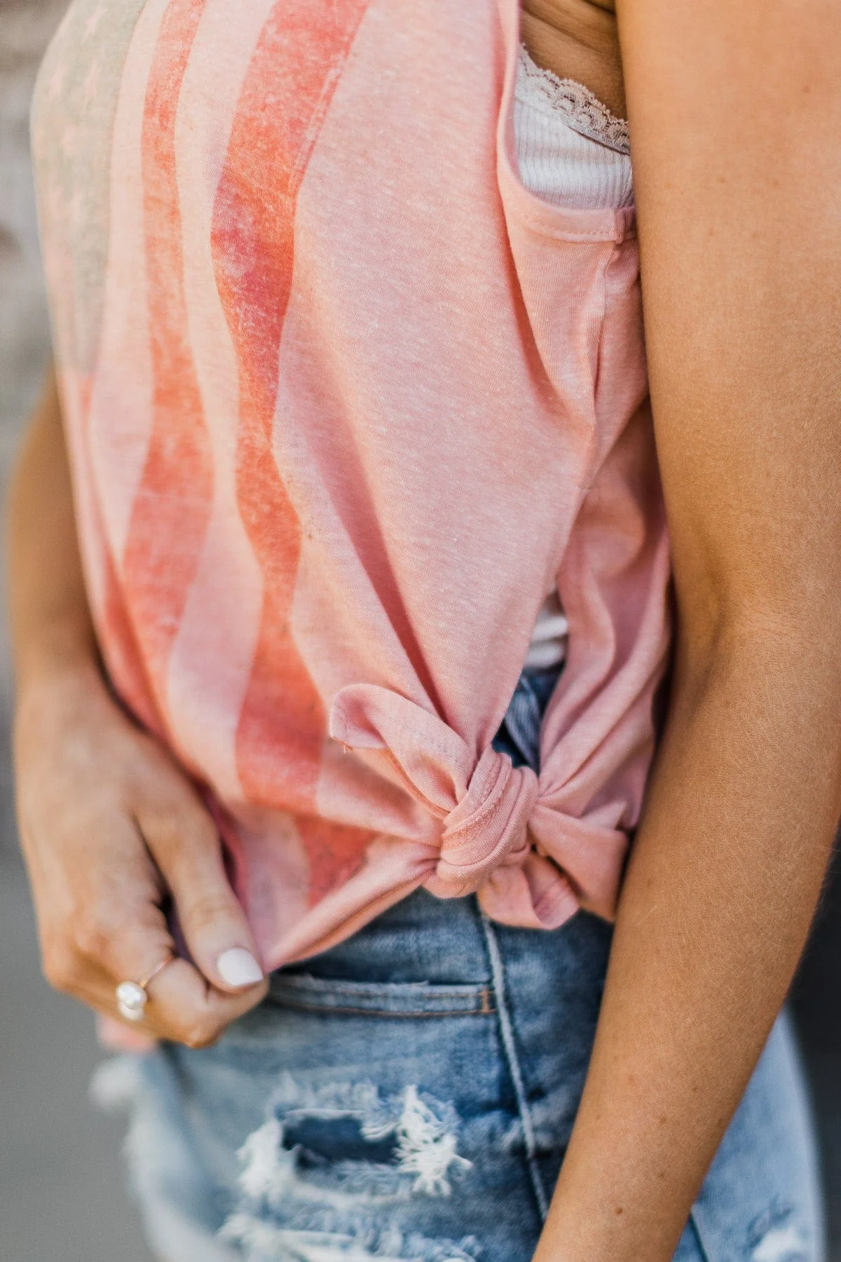 Miss Independent Side Slit Tank Top- Pink - Image 3