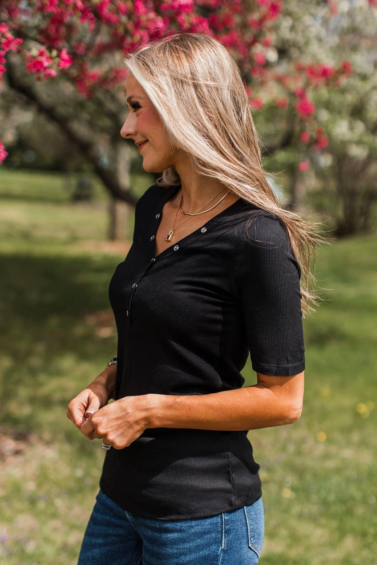 Miss What We Had V-Neck Top- Black - Image 3