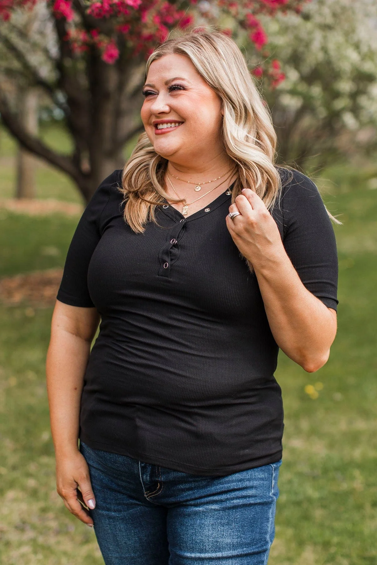 Miss What We Had V-Neck Top- Black - Image 4