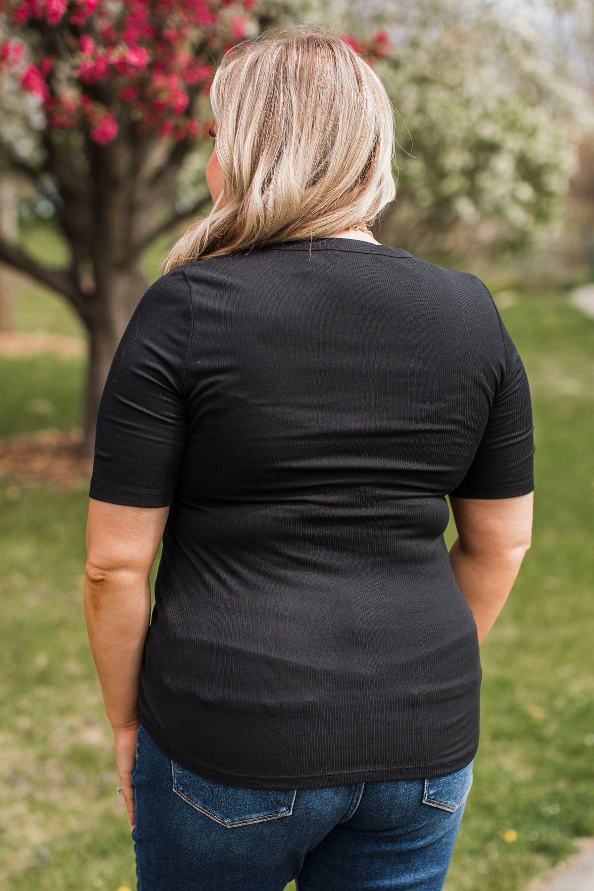 Miss What We Had V-Neck Top- Black - Image 7