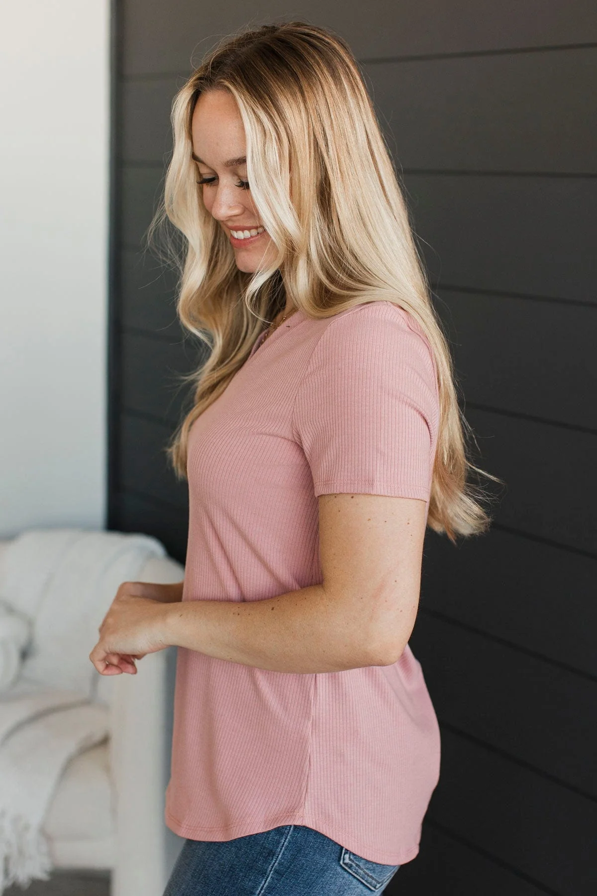 Miss You Already V-Neck Top- Mauve - Image 6