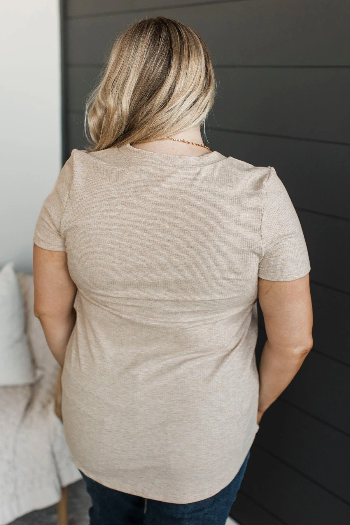 Miss You Already V-Neck Top- Oatmeal - Image 8