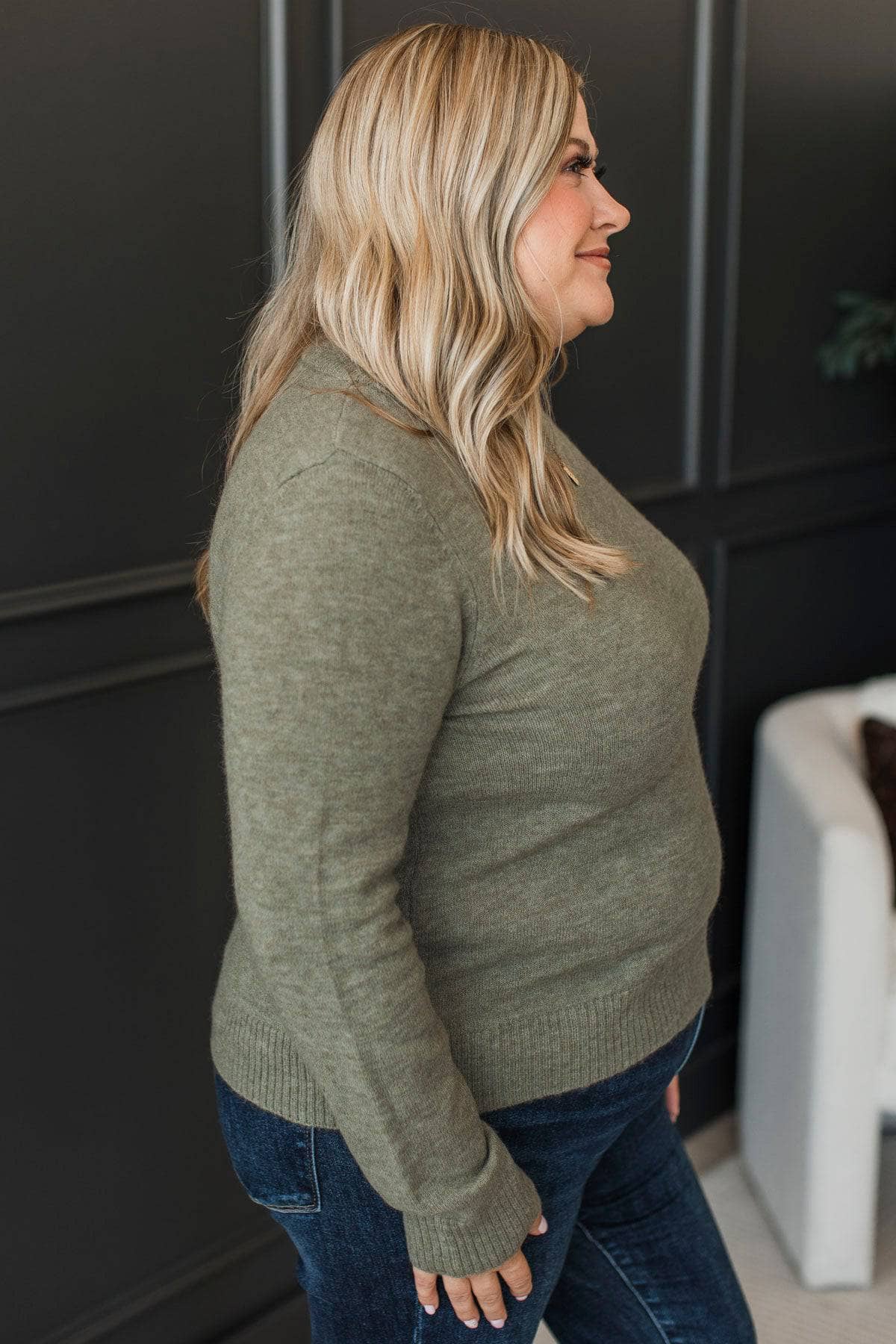 Missed Moments Knit Sweater- Dark Dusty Sage - Image 5