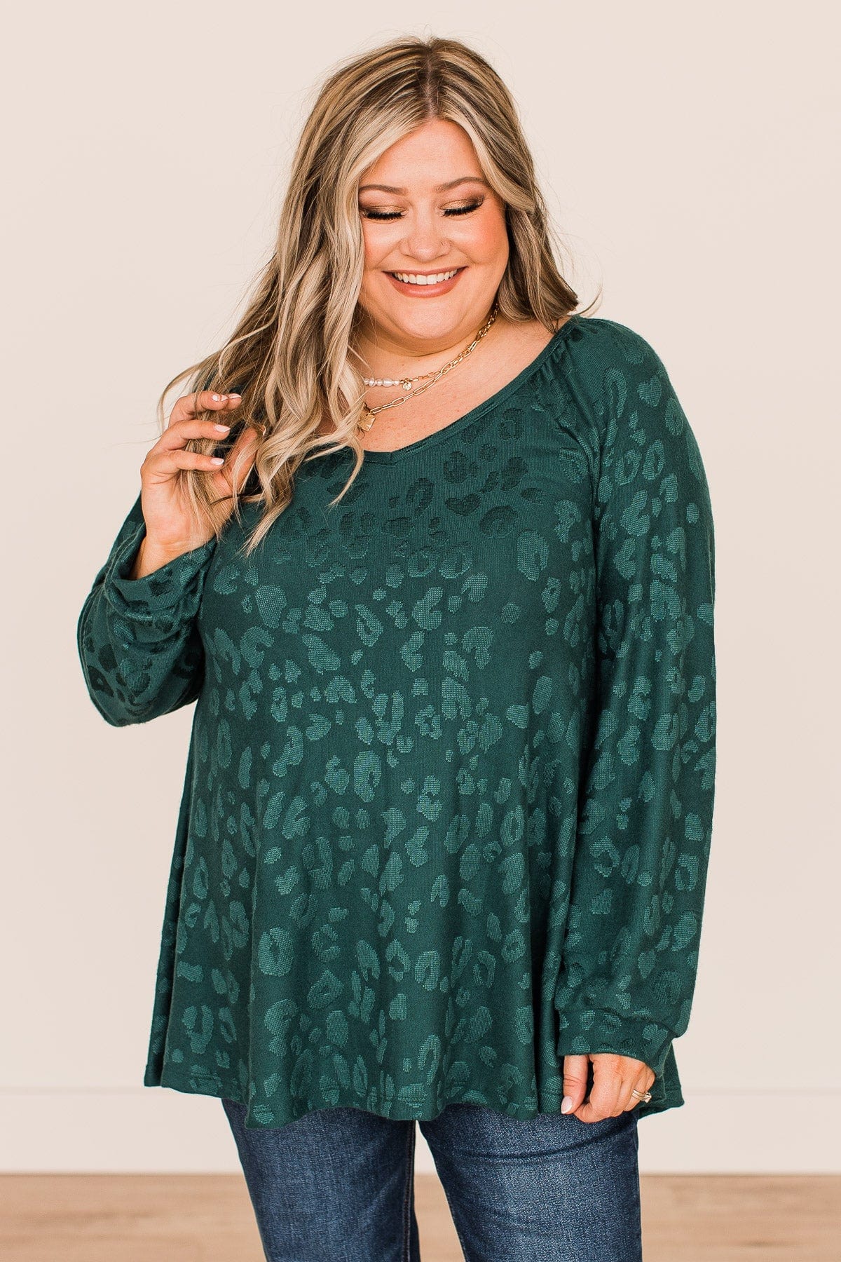 Missing You Long Sleeve Top- Hunter Green - Image 2