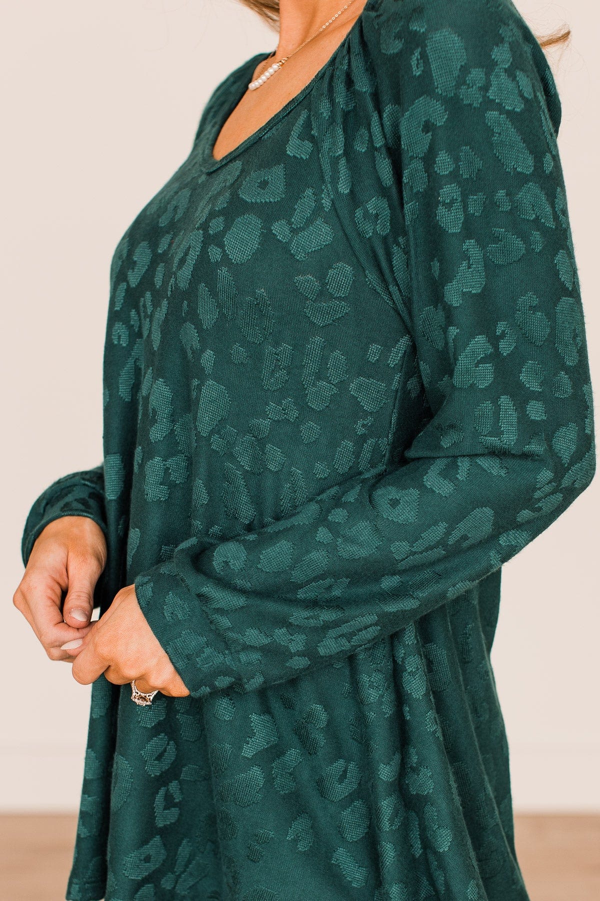 Missing You Long Sleeve Top- Hunter Green - Image 3