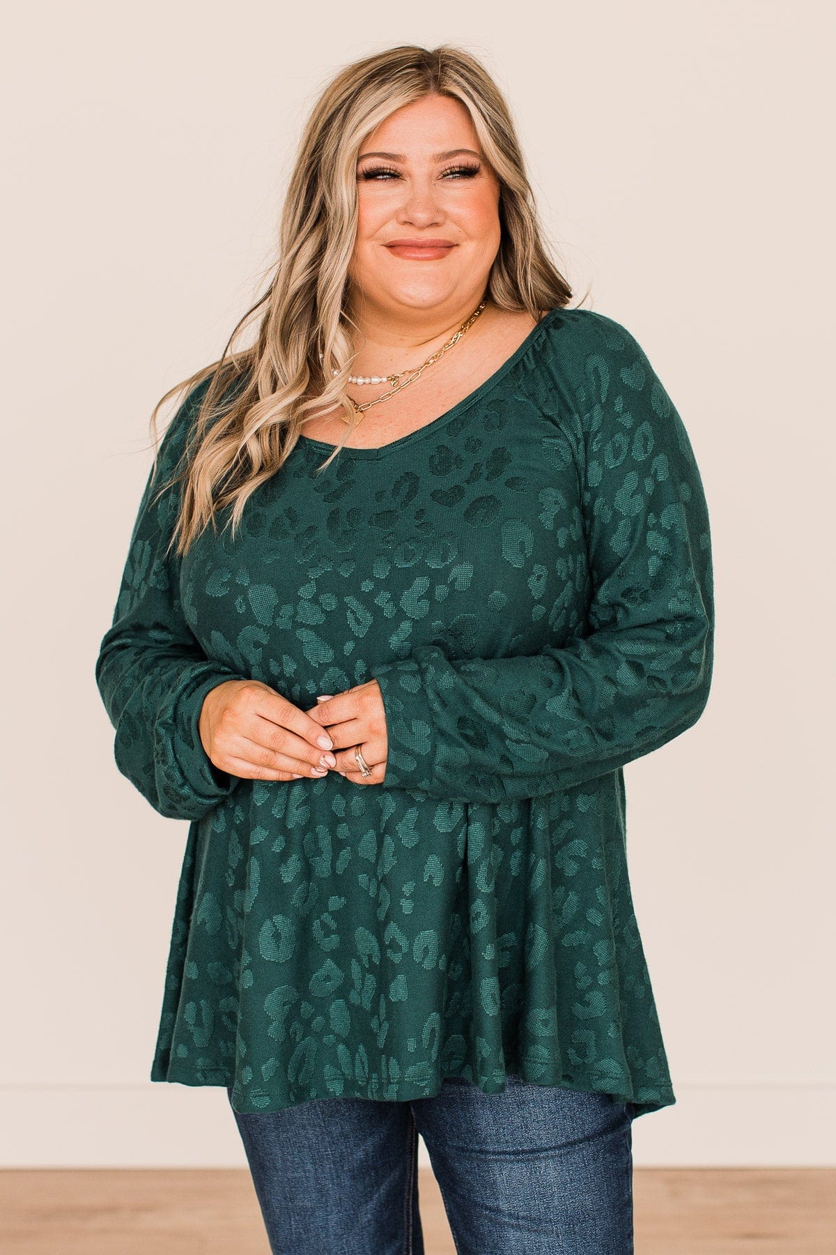 Missing You Long Sleeve Top- Hunter Green - Image 4