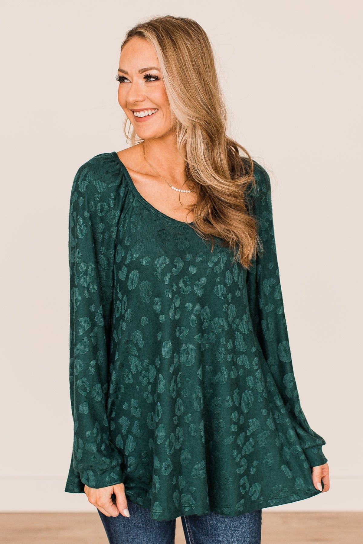 Missing You Long Sleeve Top- Hunter Green - Image 5