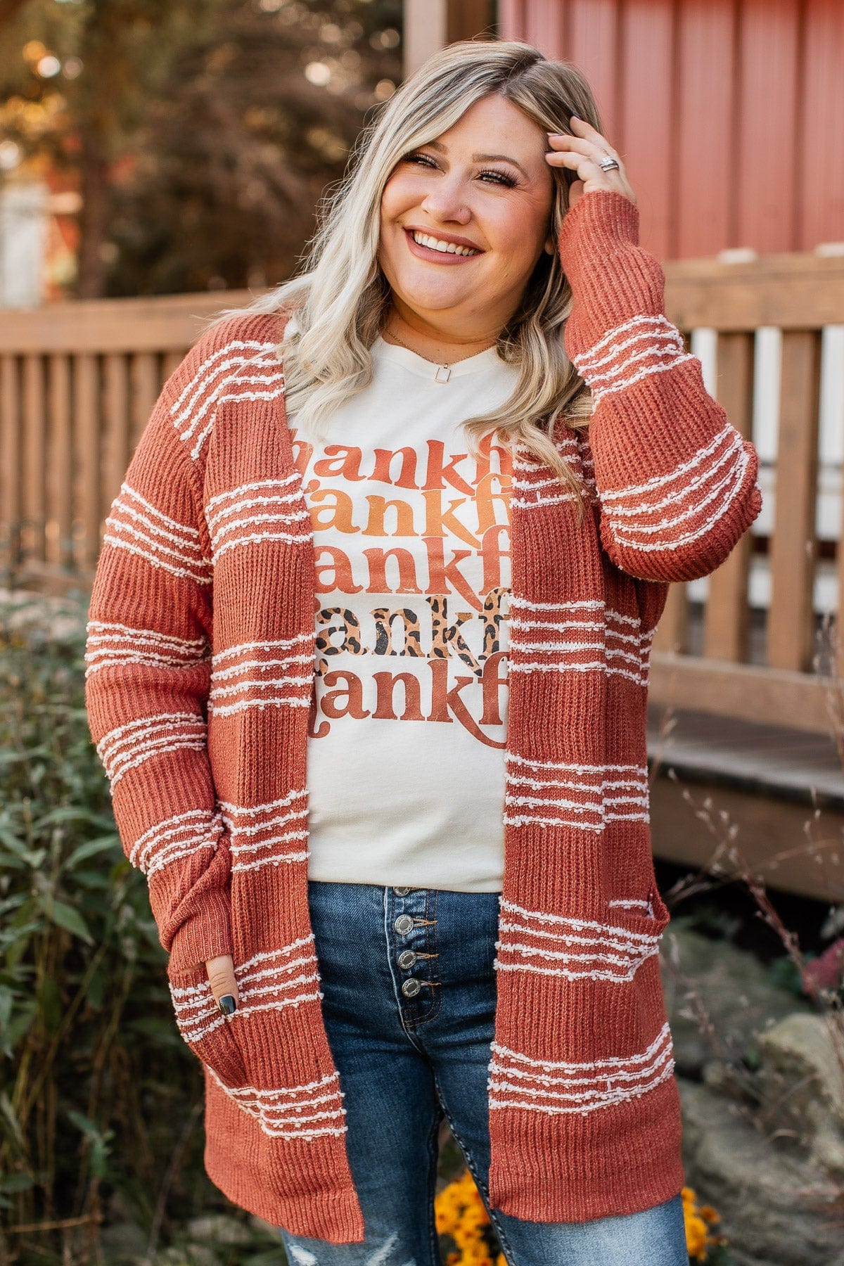 Misty Mornings Knit Cardigan- Rust - Image 4