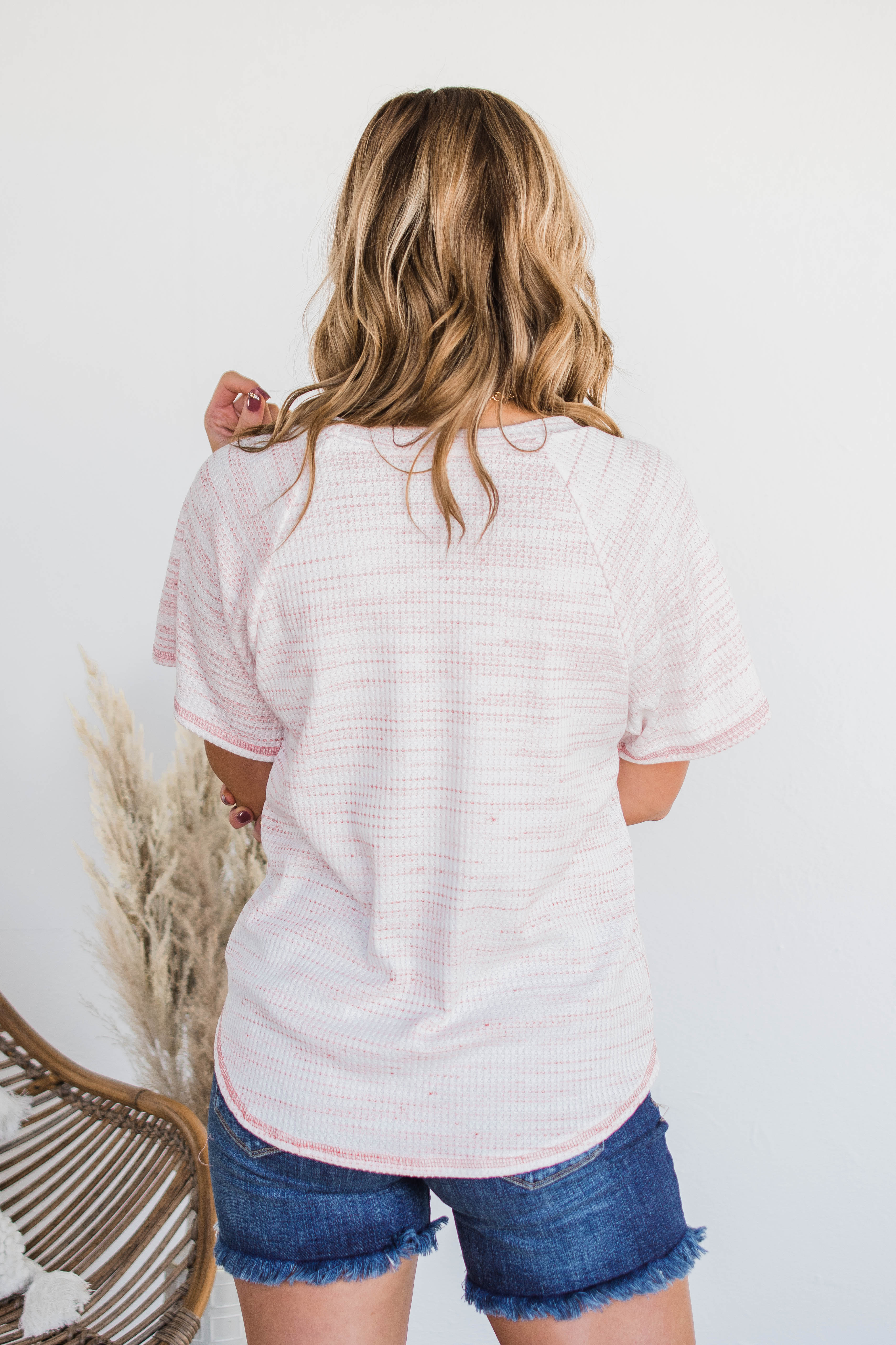 Mixing Things Up Knit Top- Pink & Ivory - Image 7