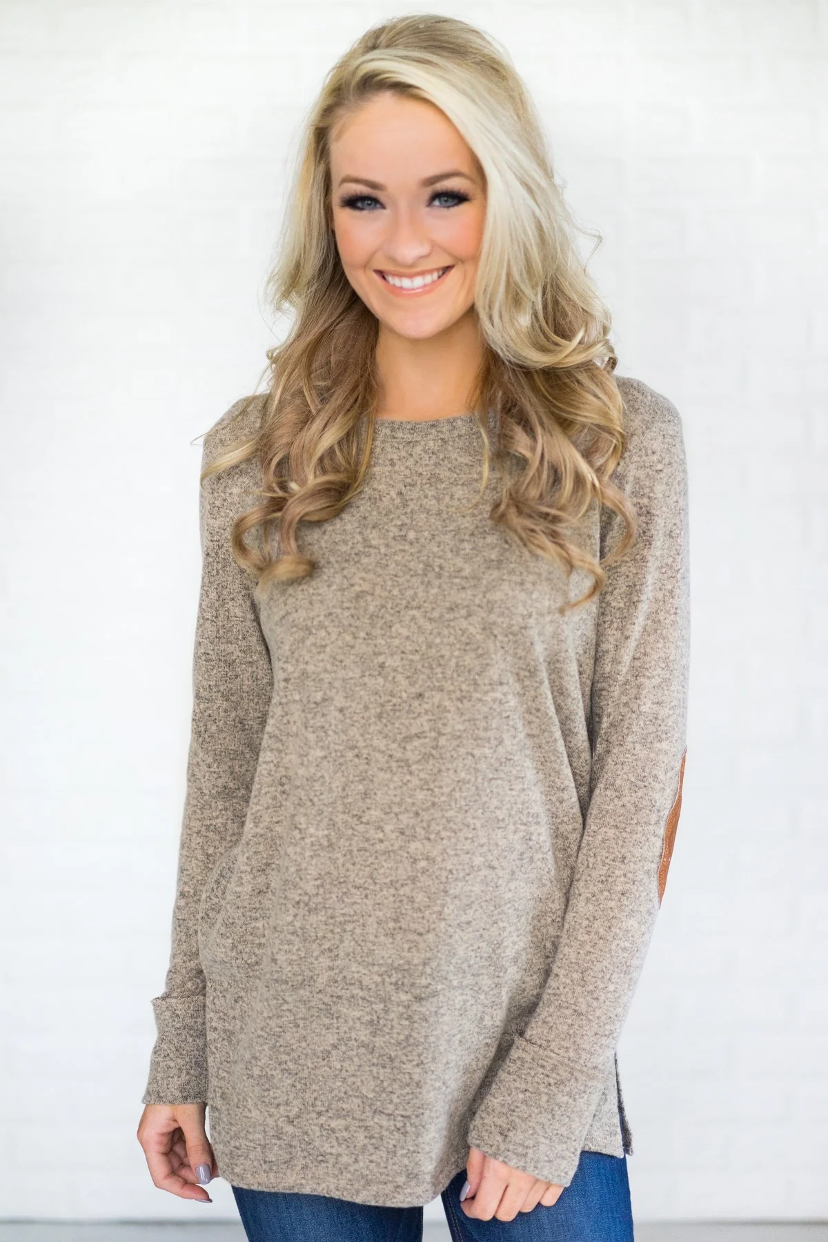 Mocha Button Down Tunic Top - Image 3