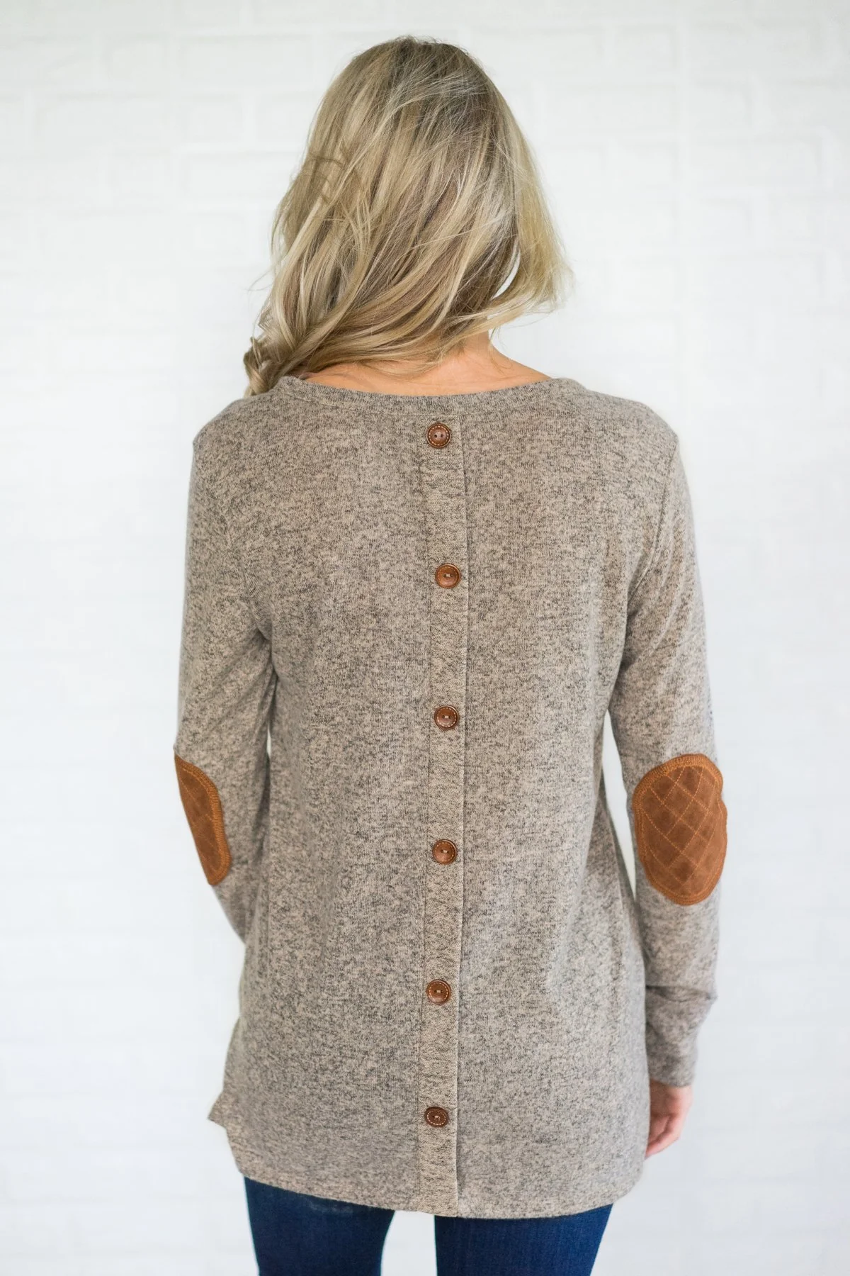 Mocha Button Down Tunic Top - Image 4