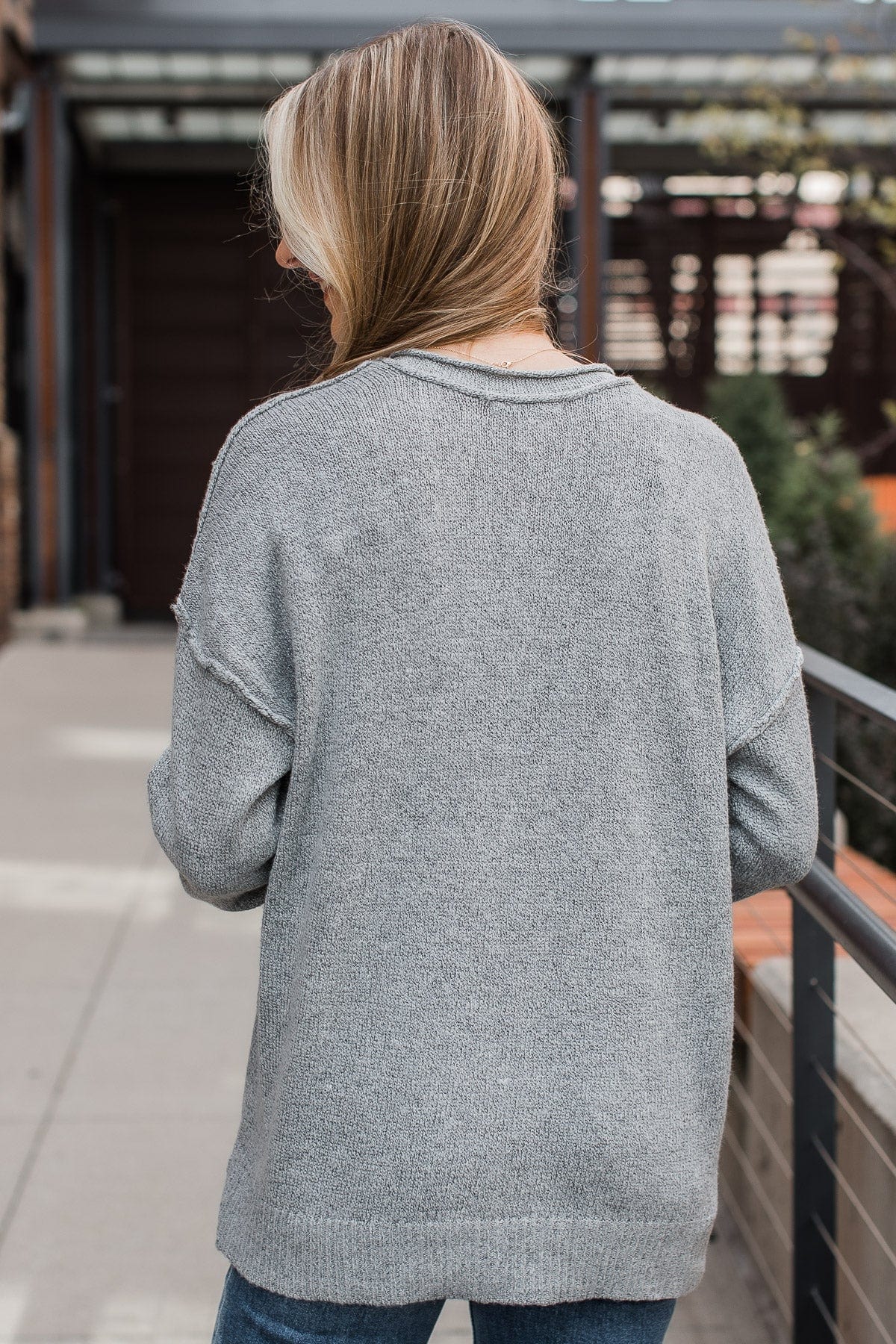 Moments Away Relaxed Knit Sweater- Grey - Image 7