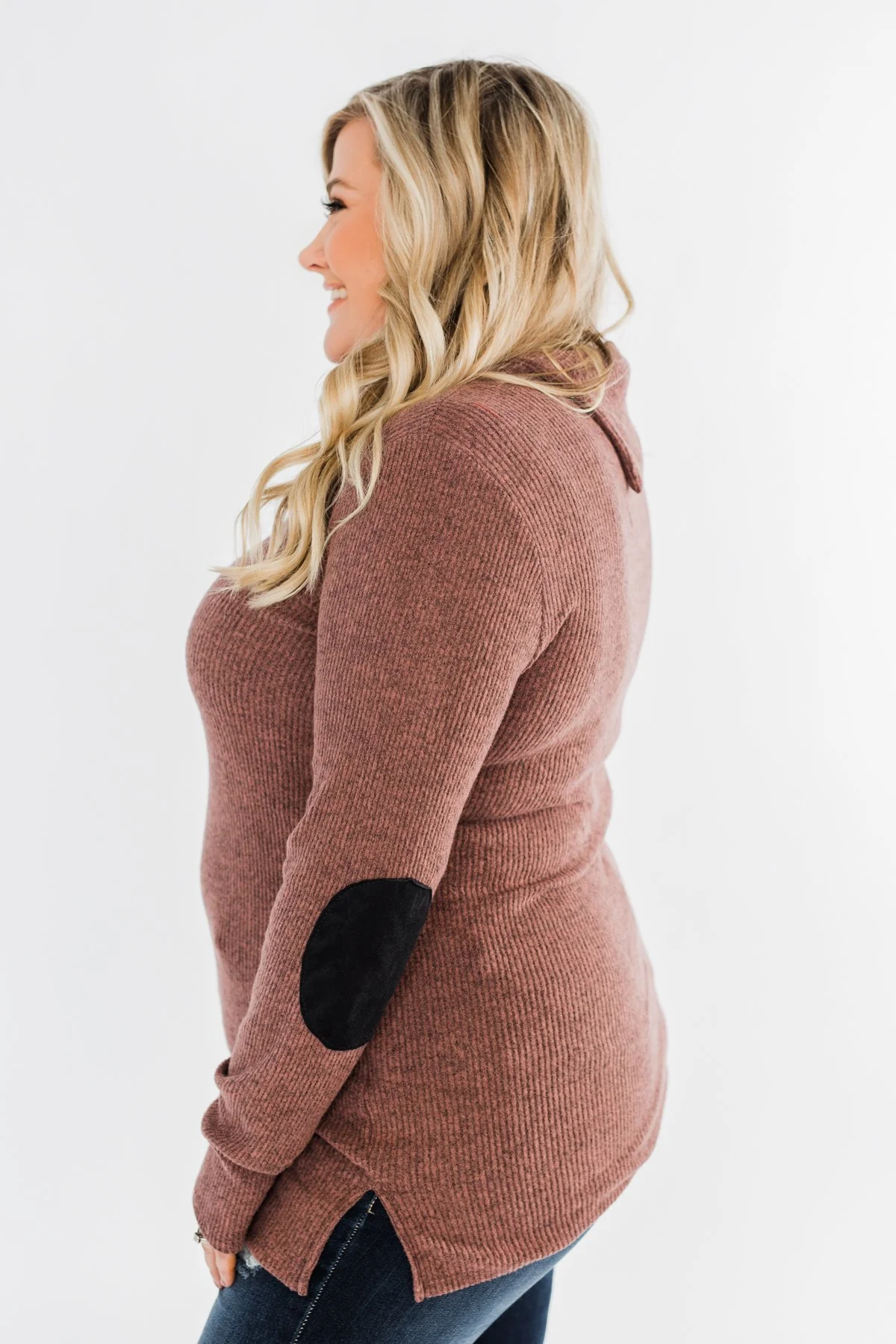 Moments Like This Knit Button Top- Dark Mauve - Image 10