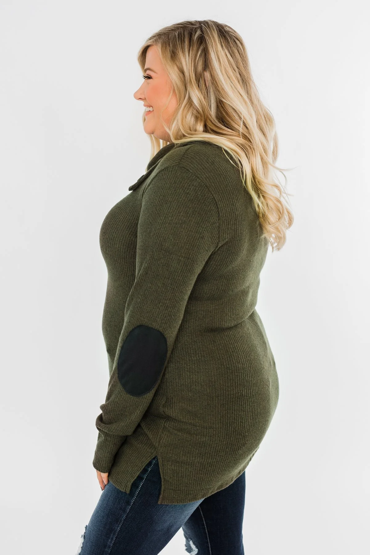 Moments Like This Knit Button Top- Dark Olive - Image 7