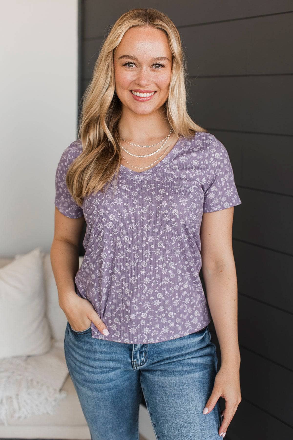 Moments Of Forever Floral Top- Lavender
