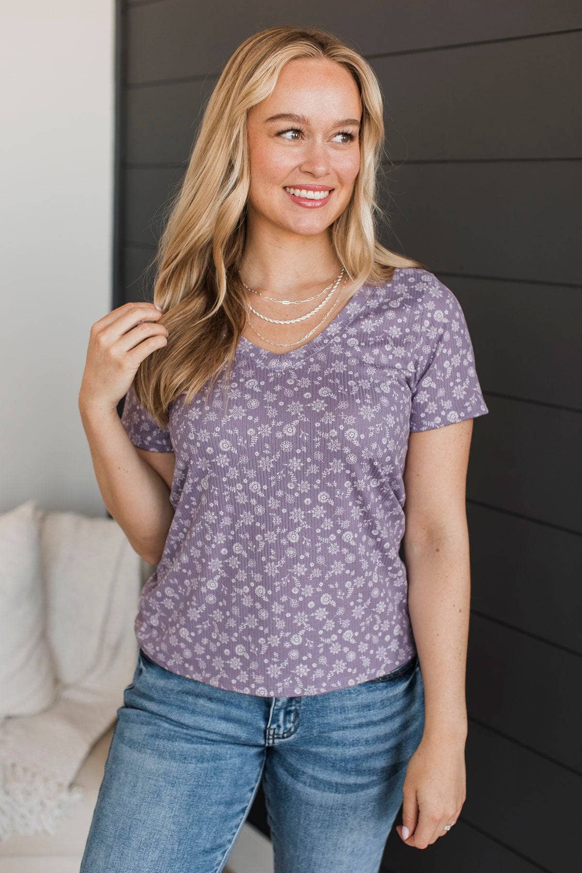 Moments Of Forever Floral Top- Lavender - Image 3
