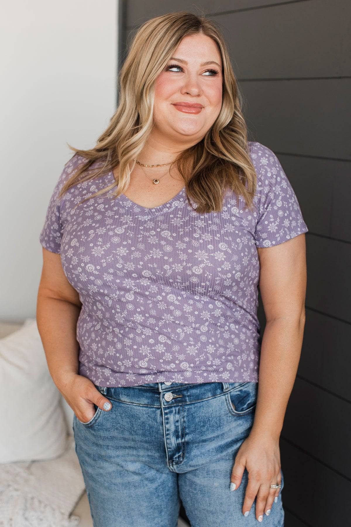 Moments Of Forever Floral Top- Lavender - Image 4