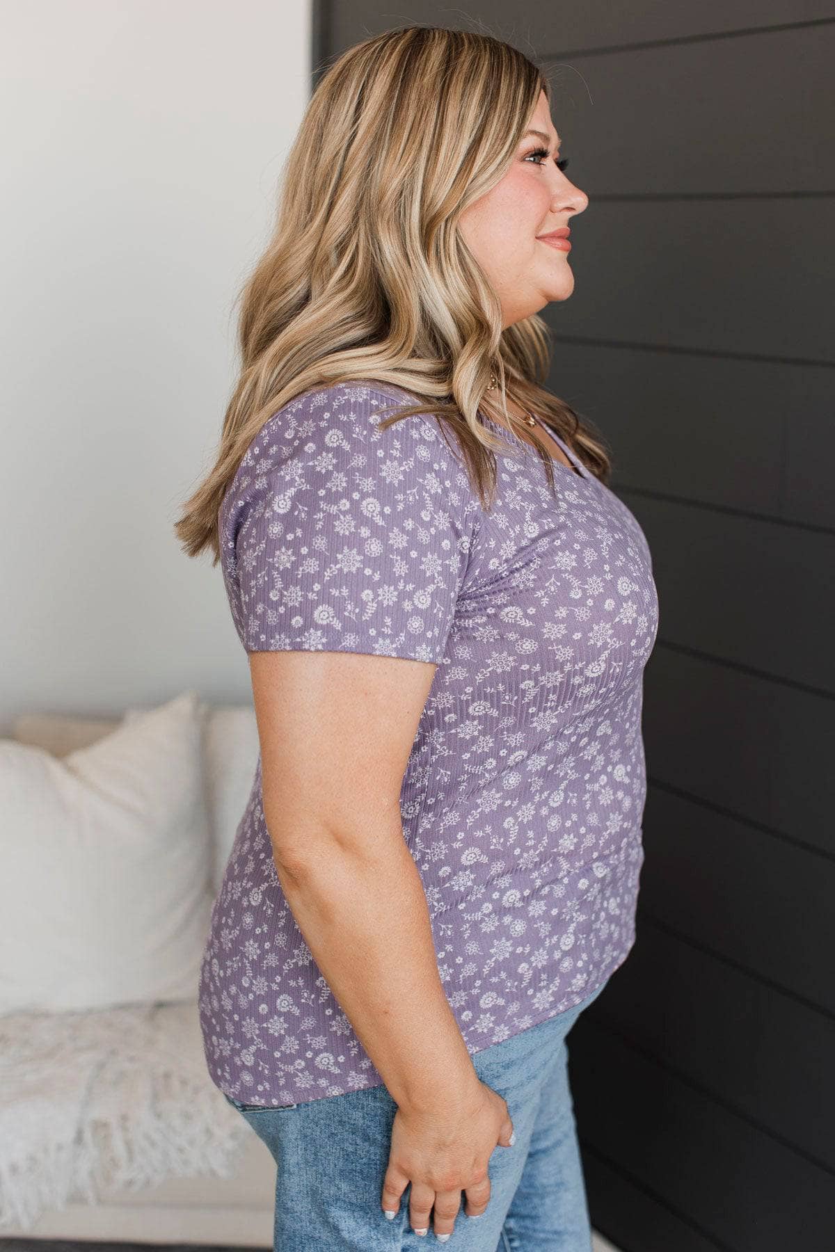 Moments Of Forever Floral Top- Lavender - Image 6
