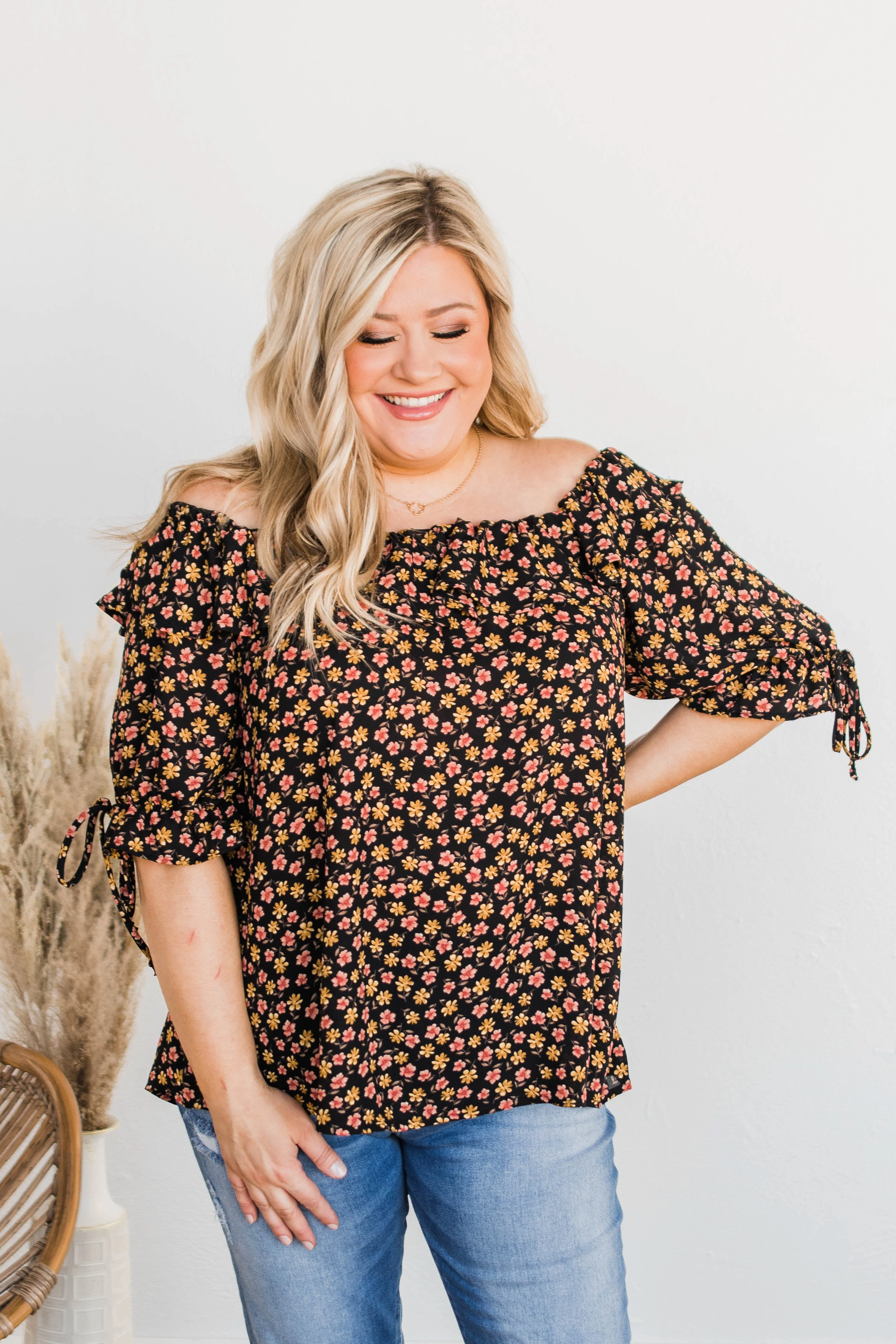 Moments Of Fun Floral Blouse- Black - Image 3